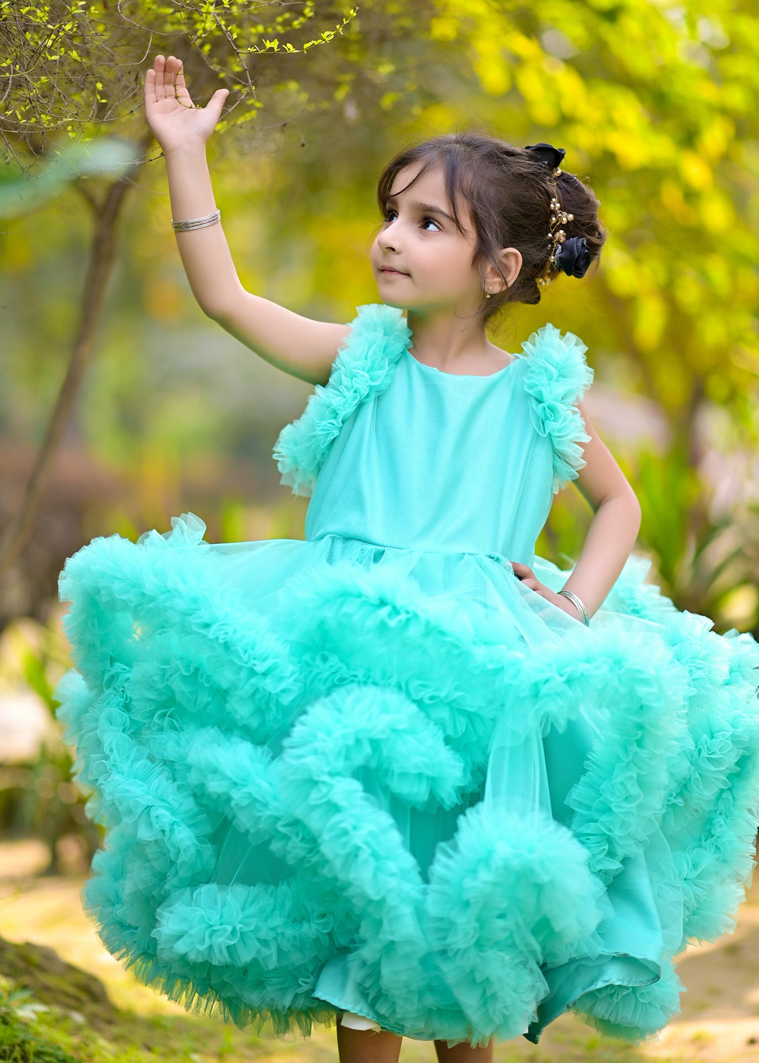net Frock in Aquamarine