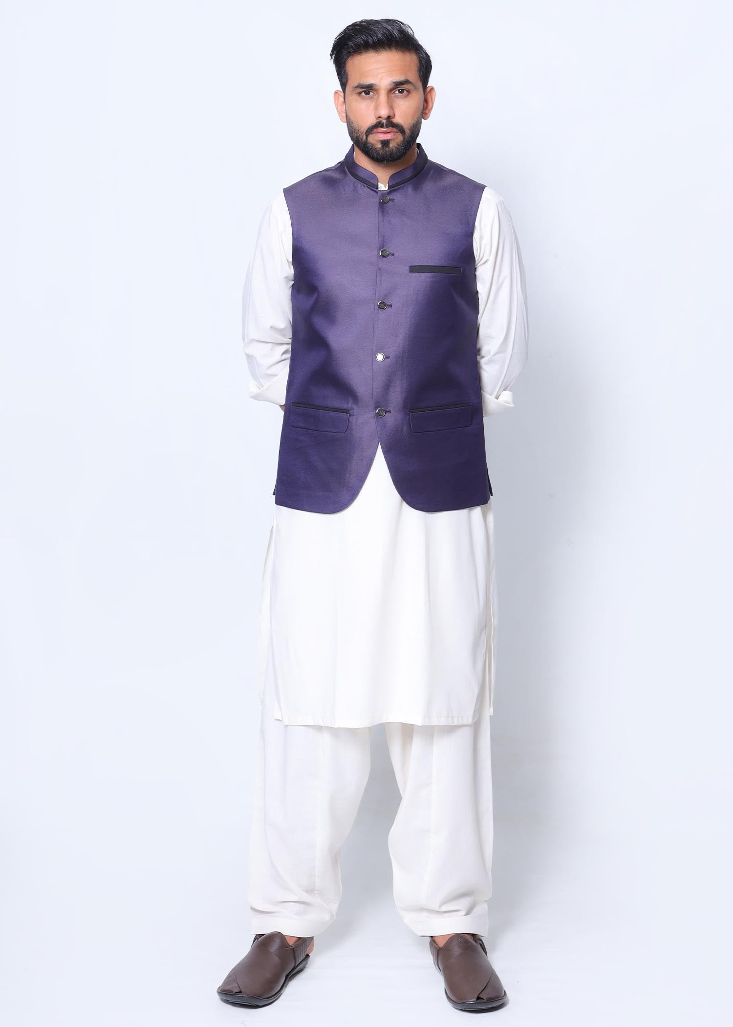 silk Waistcoat in Purple heart