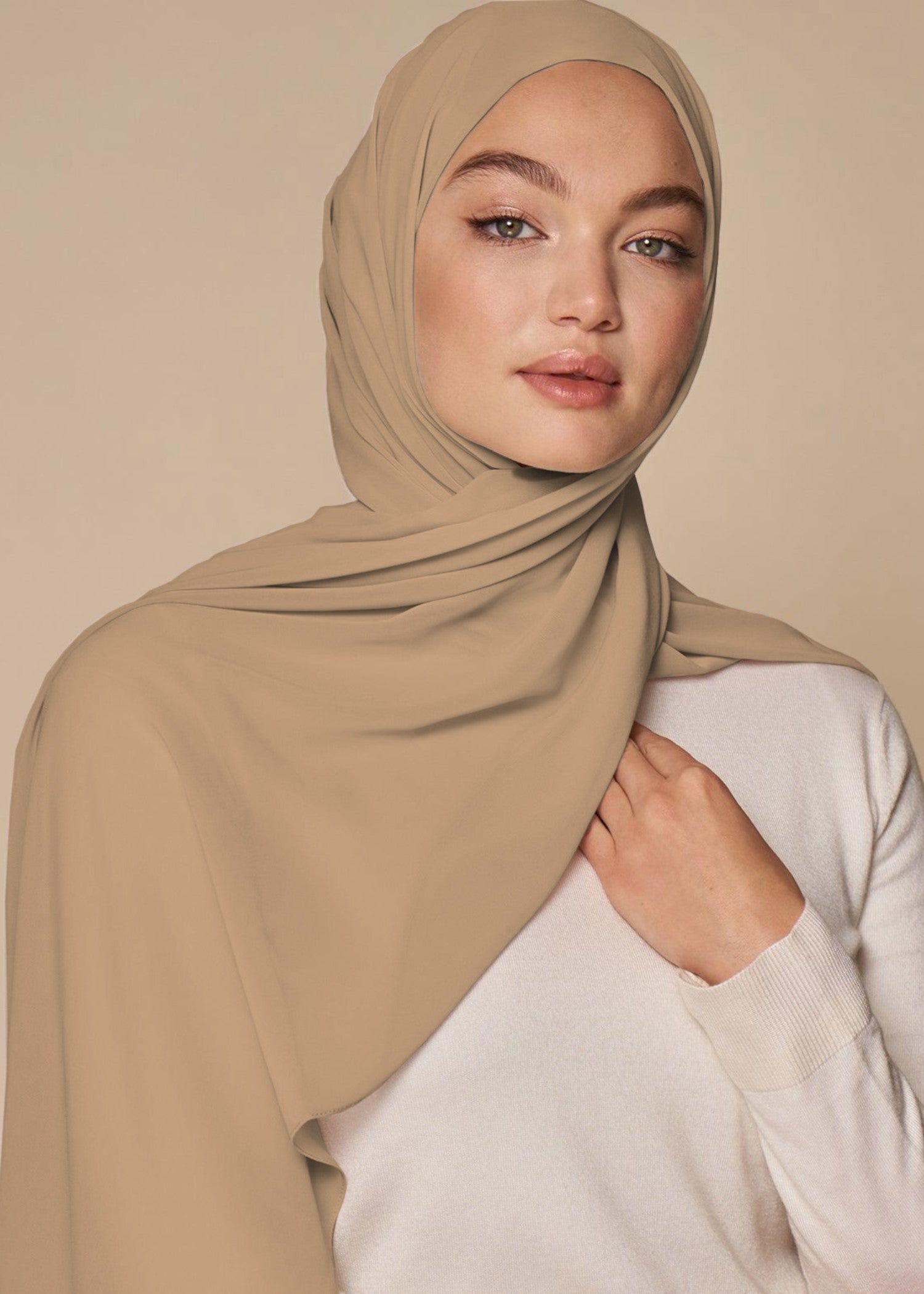 chiffon Hijab in Sand brown