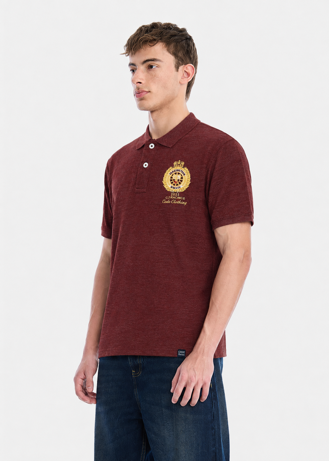 cotton pique Polo Shirt in Burgundy, maroon