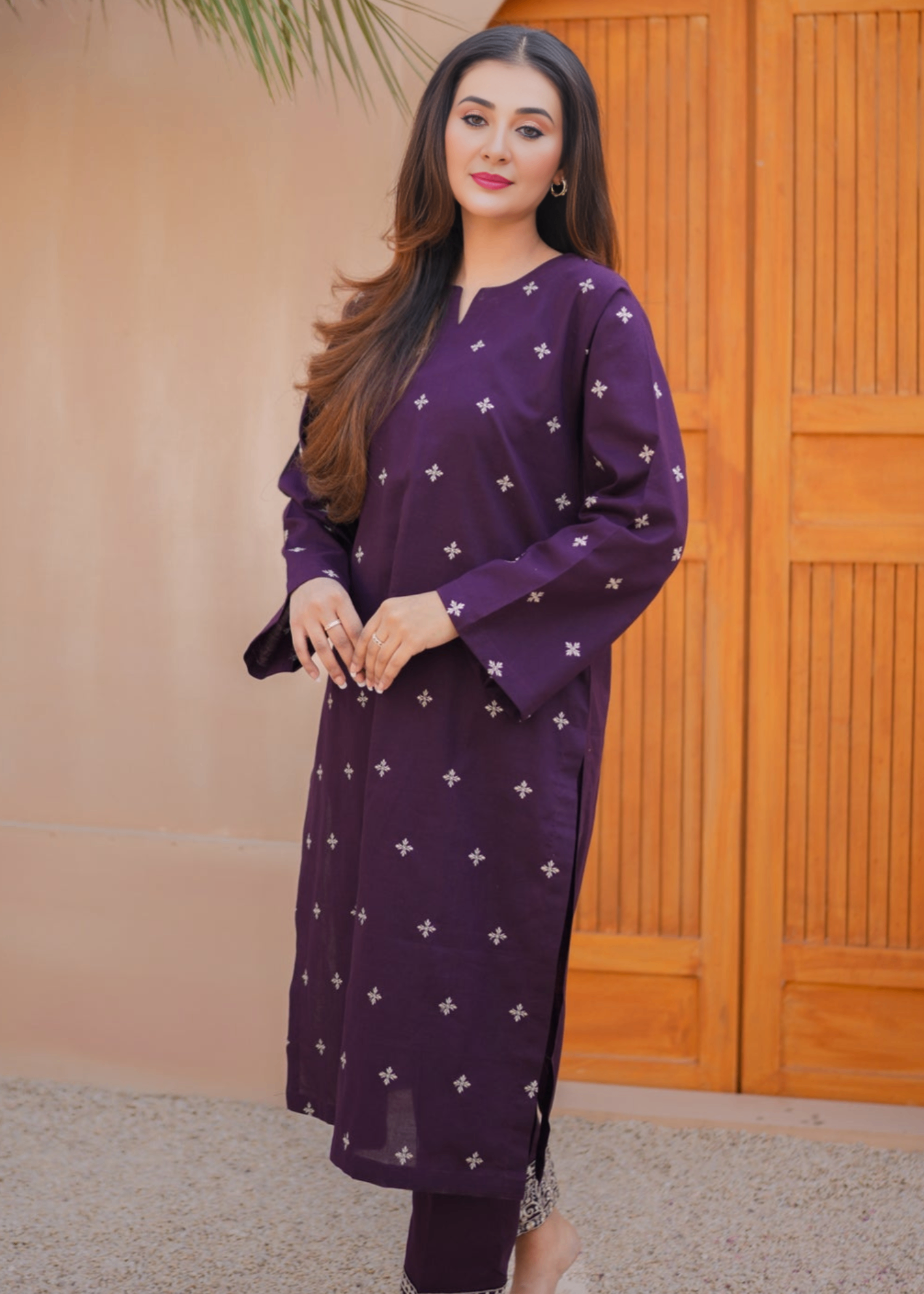 cotton Kurta Set in Purple