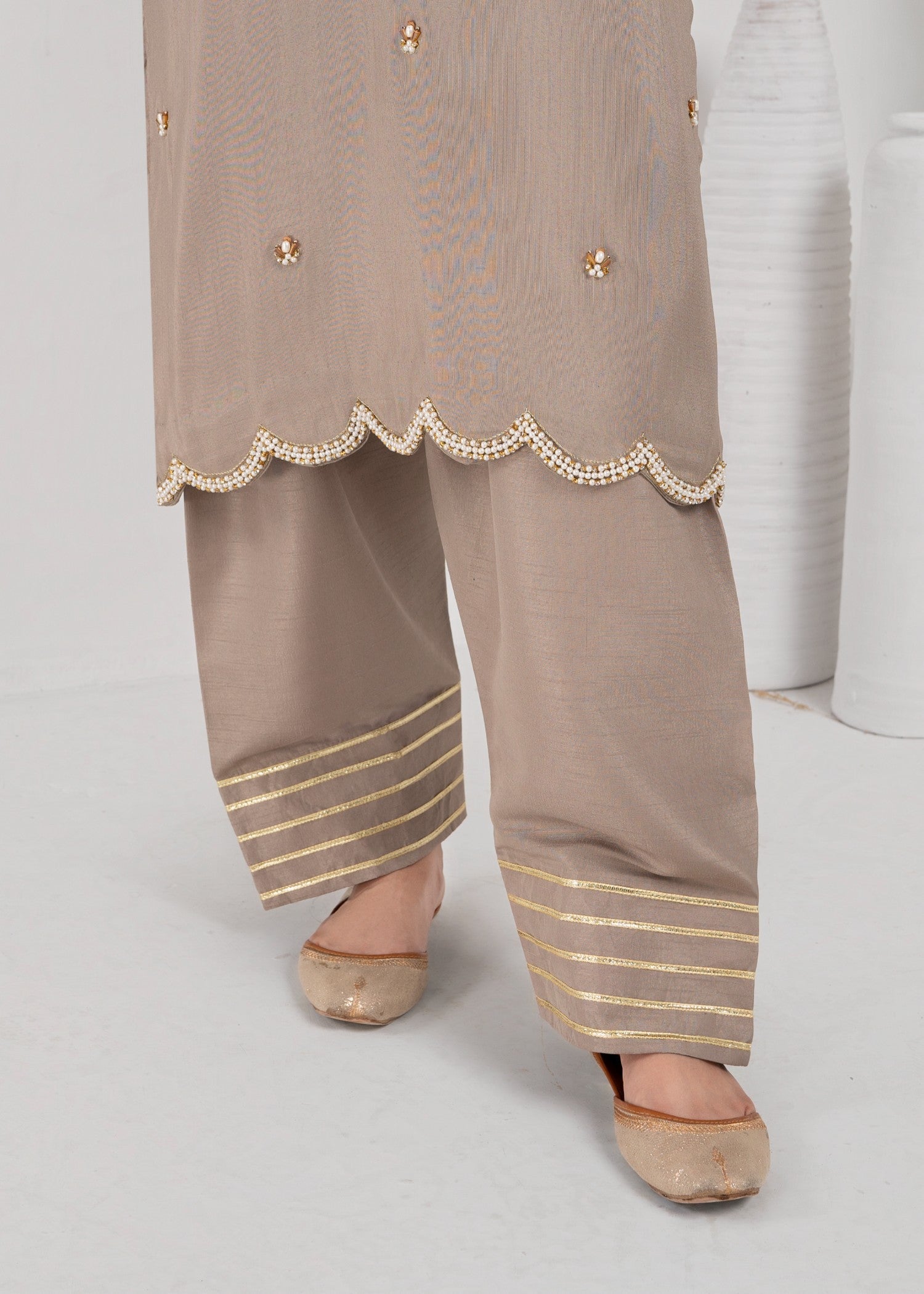 raw silk Kurta Set in Beige