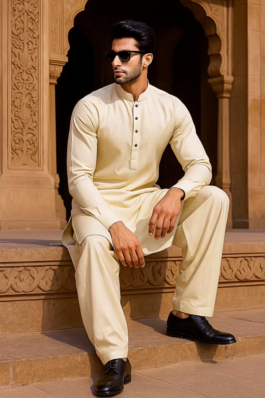 wash & wear Shalwar Kameez in Yellow