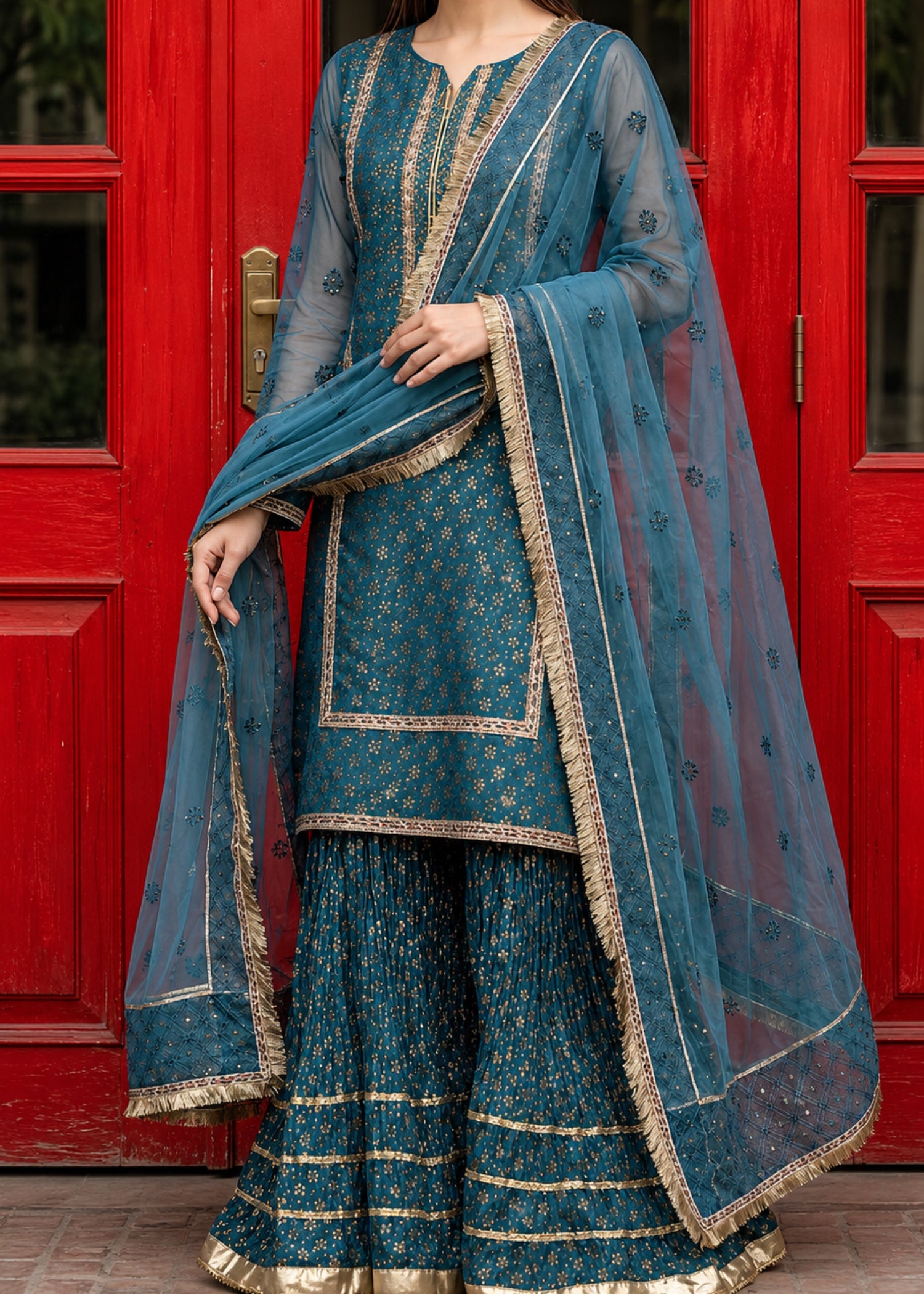 tissue Sharara in Teal