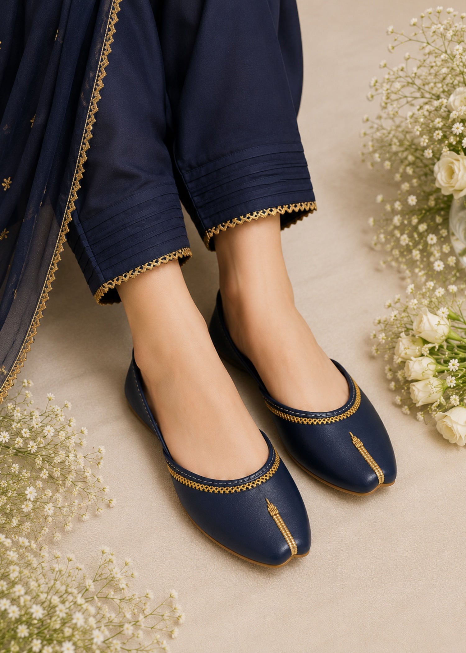 Khussa in Navy blue by - High Quality Women Khussa VFW9998