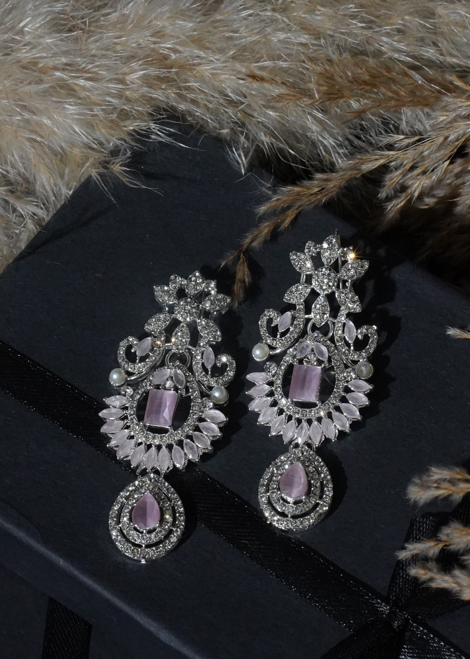 Jewelry Set in Silver, pink Color by - Trendy Women Jewelry Set EDJ4473
