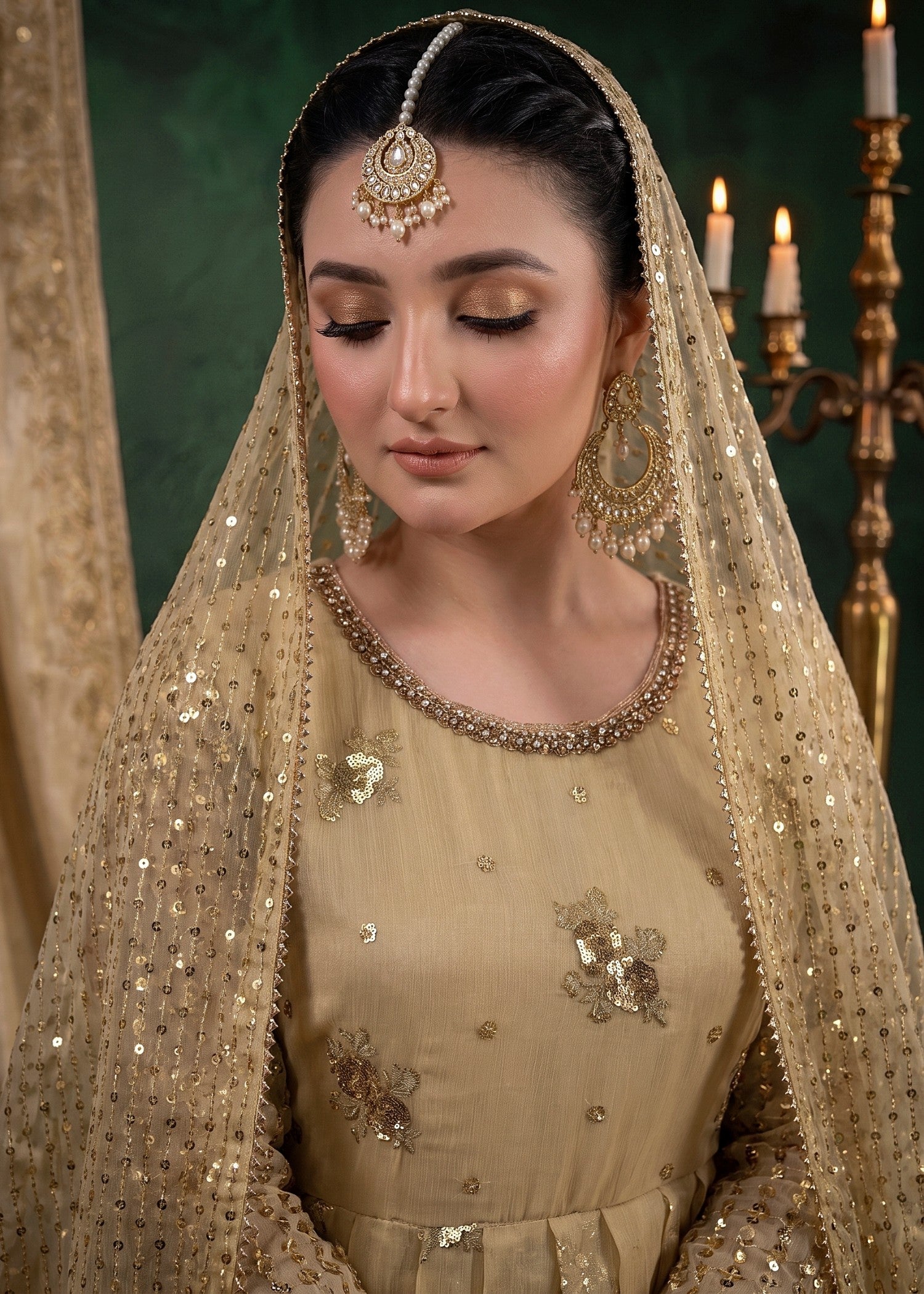 chiffon Anarkali in Beige