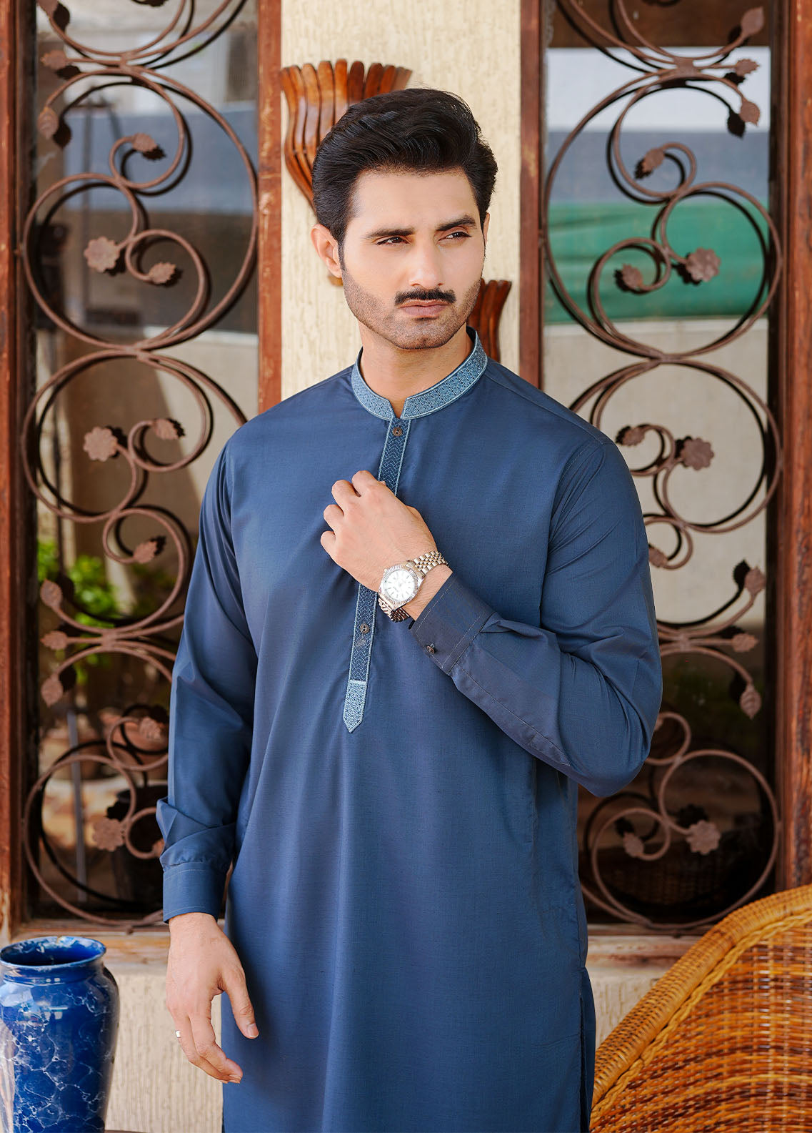 wash & wear Kurta Set in Sapphire blue