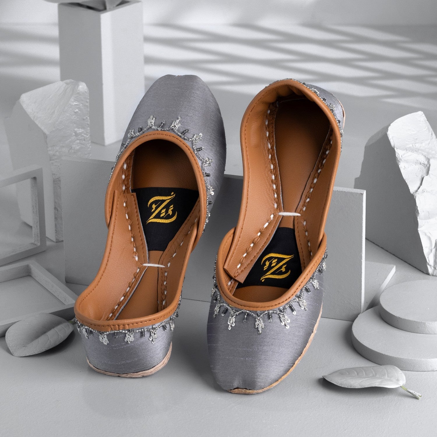 Khussa in Ash grey by - High Quality Women Khussa ZGA0928