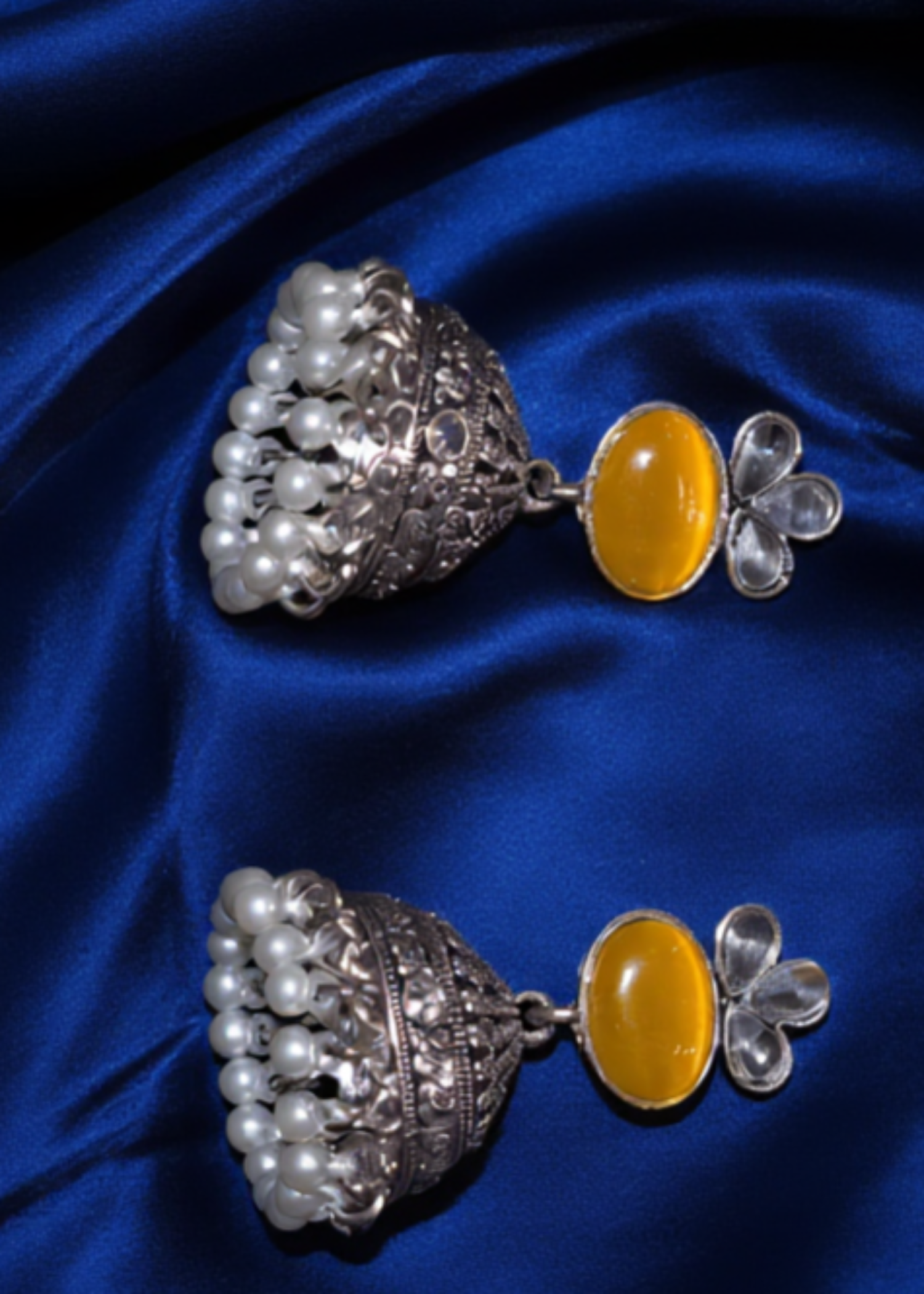 Earrings in Silver, yellow-orange Color by - Trendy Women Earrings XHH5175