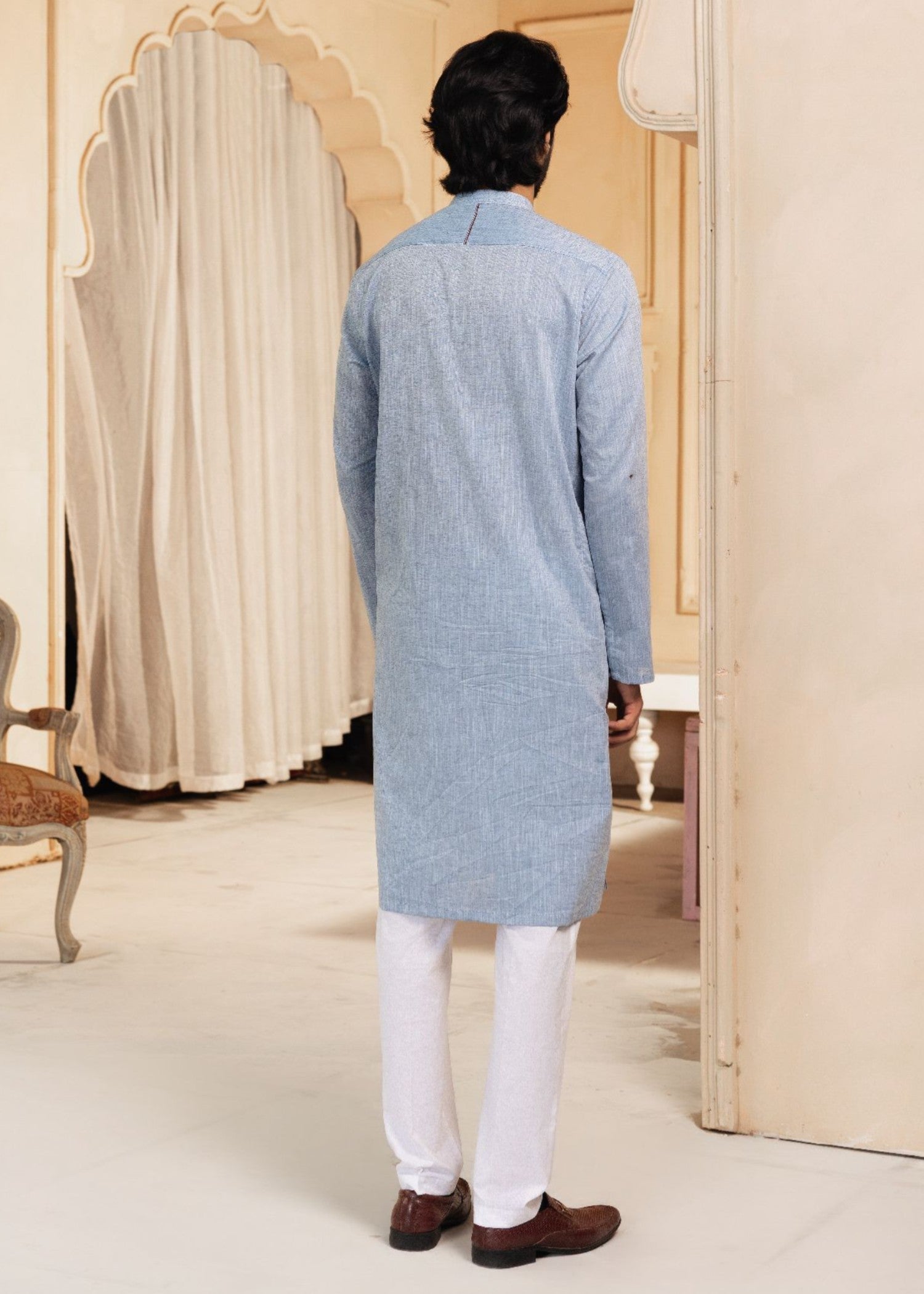 cotton Kurta in Light blue