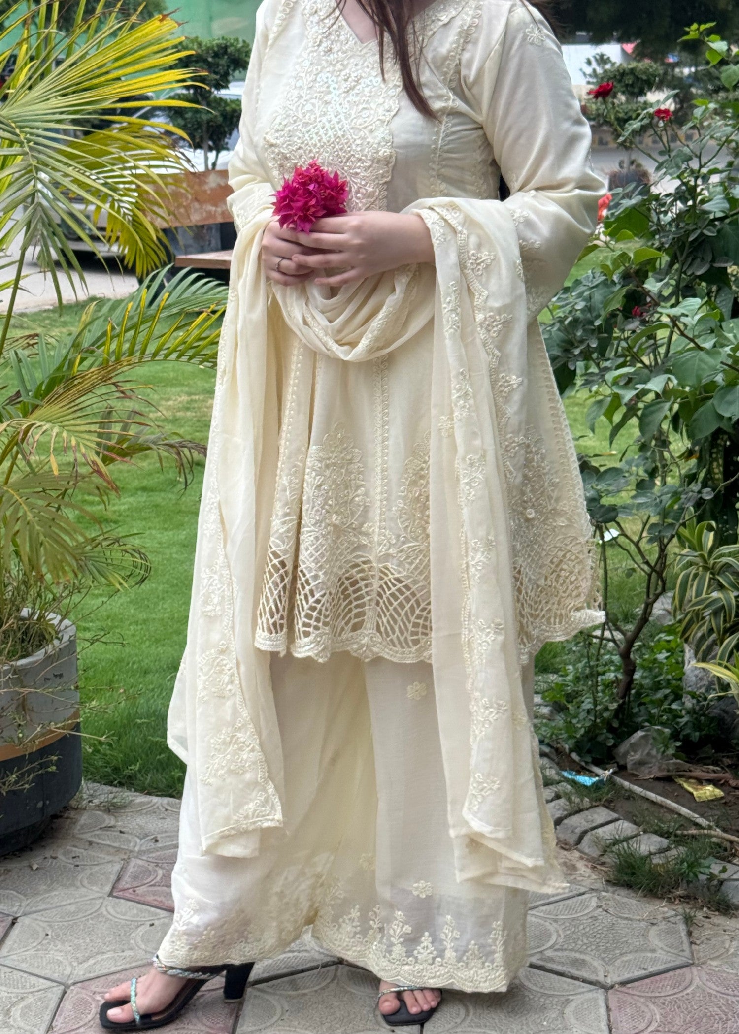 chiffon Short Frock in Buttercream
