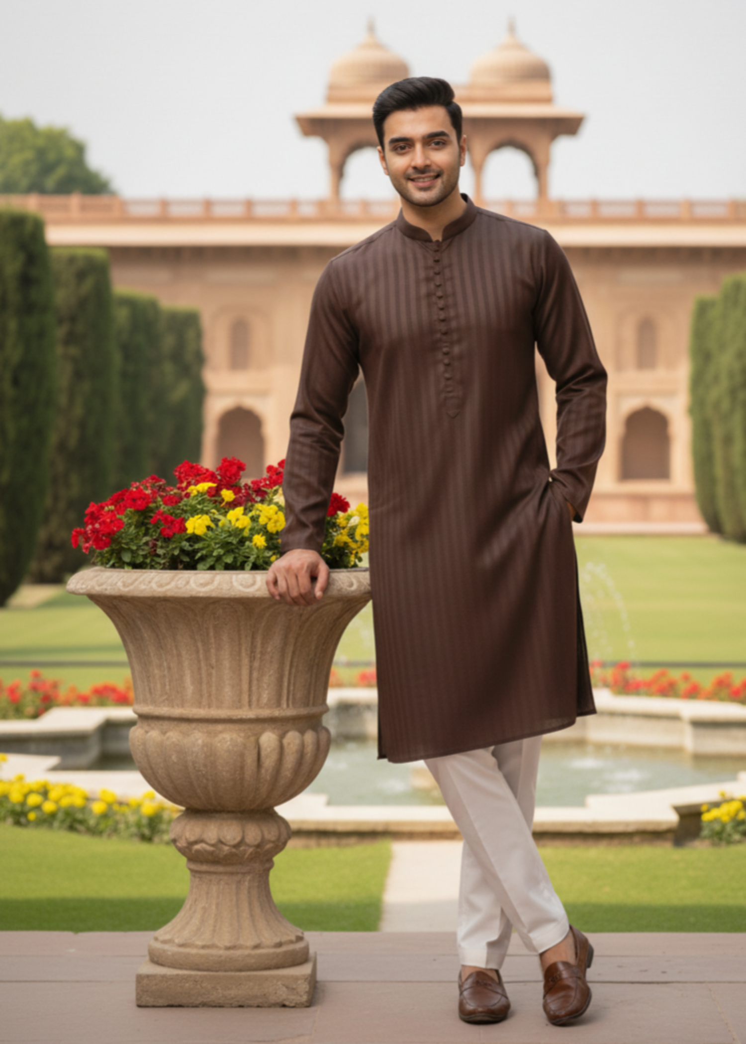 cotton Kurta in Chocolate brown by J Pardesi
