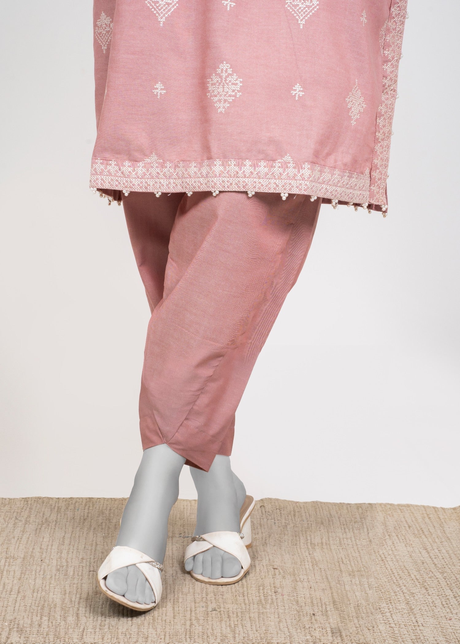 satin polyester Kurta Set in Pink
