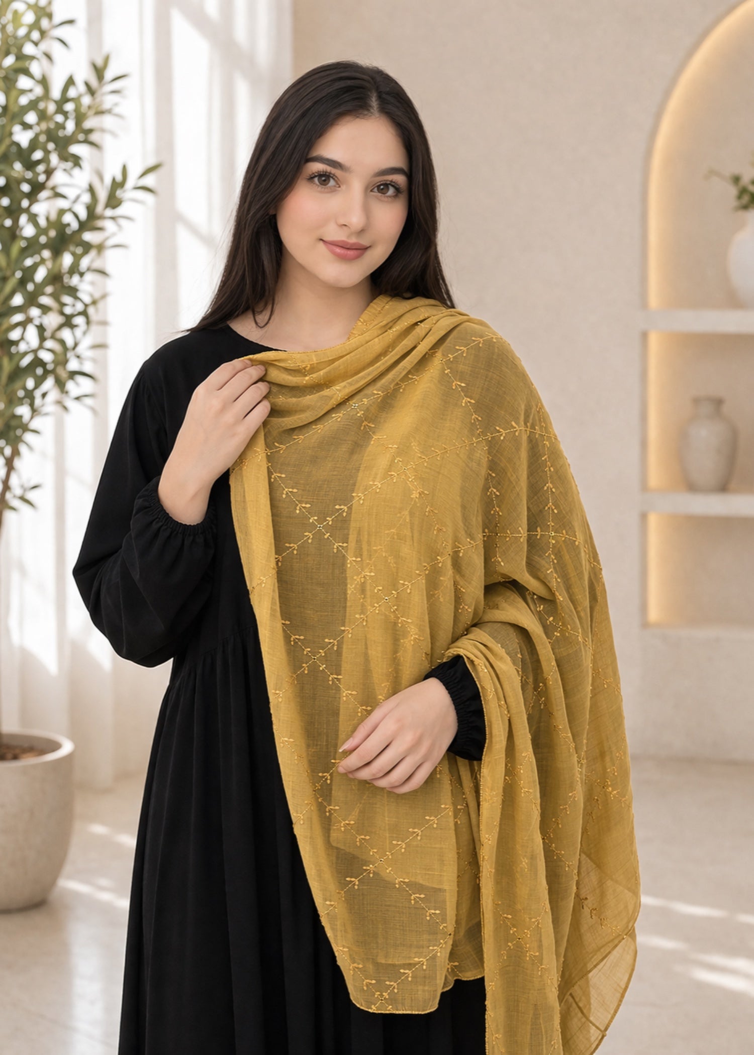 Scarf in Goldenrod Color by - Trendy Women Scarf BOS3437