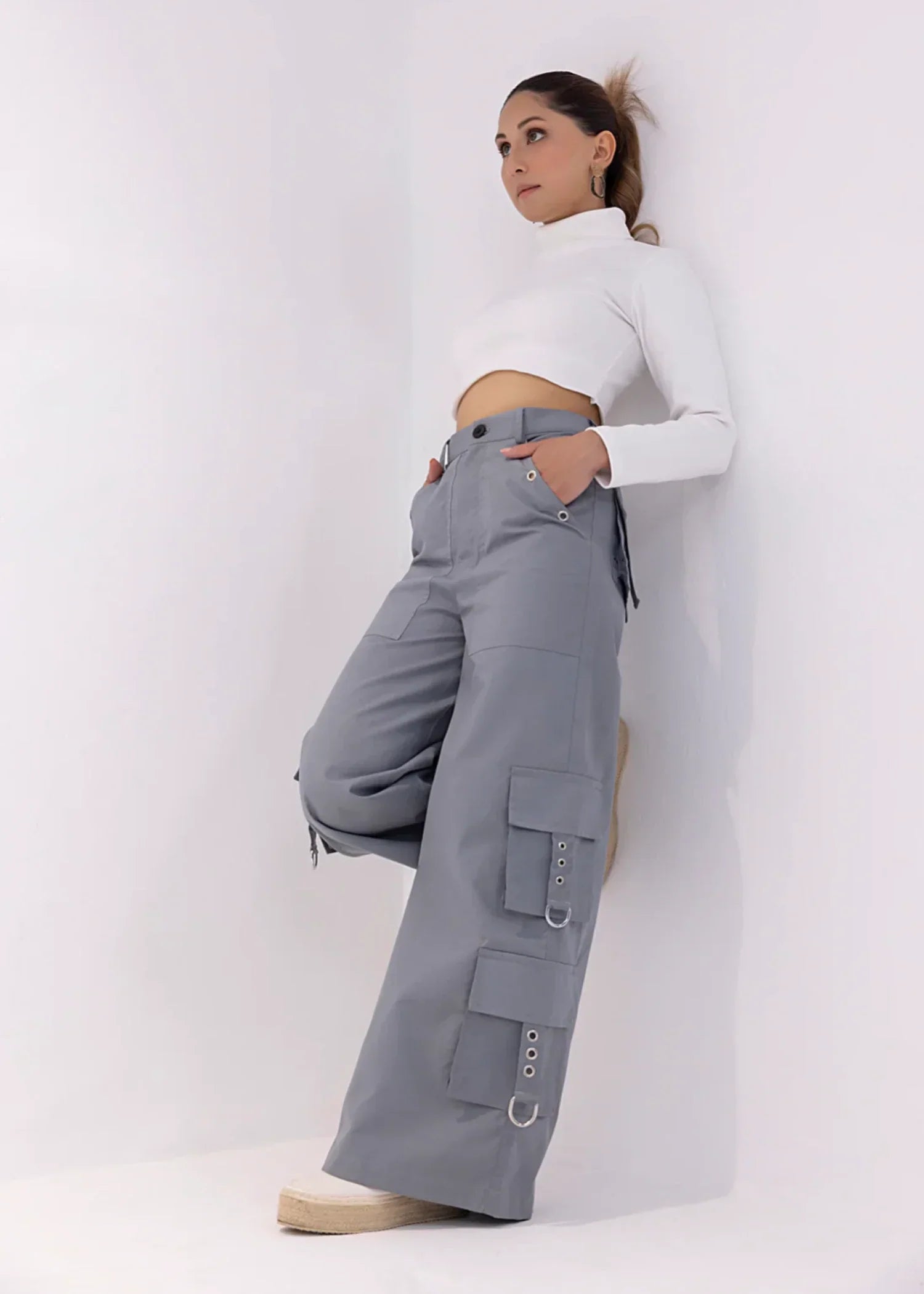 twill cotton Pants in Grey