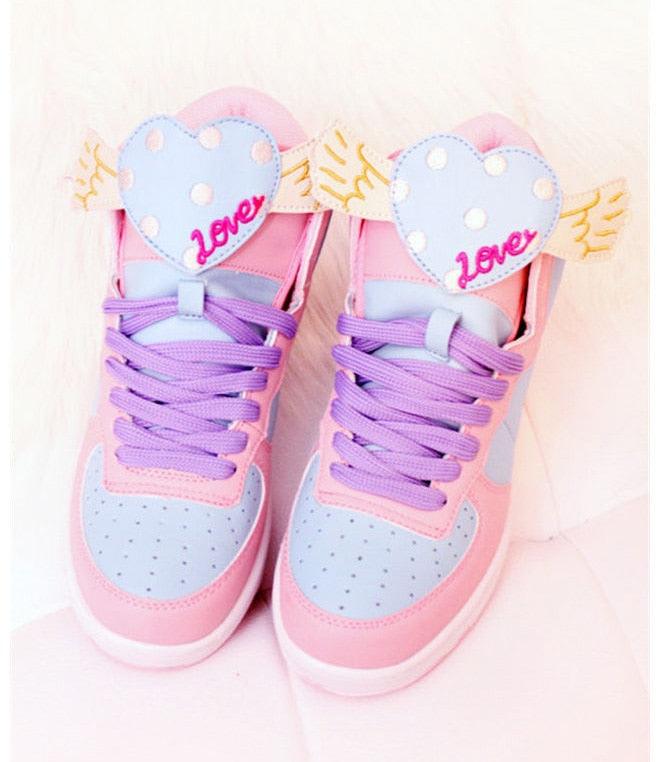 Ins Super Fire Harajuku Soft Sister Shoes Japanese Cute Macaron Girls Heart Shoes Net Red