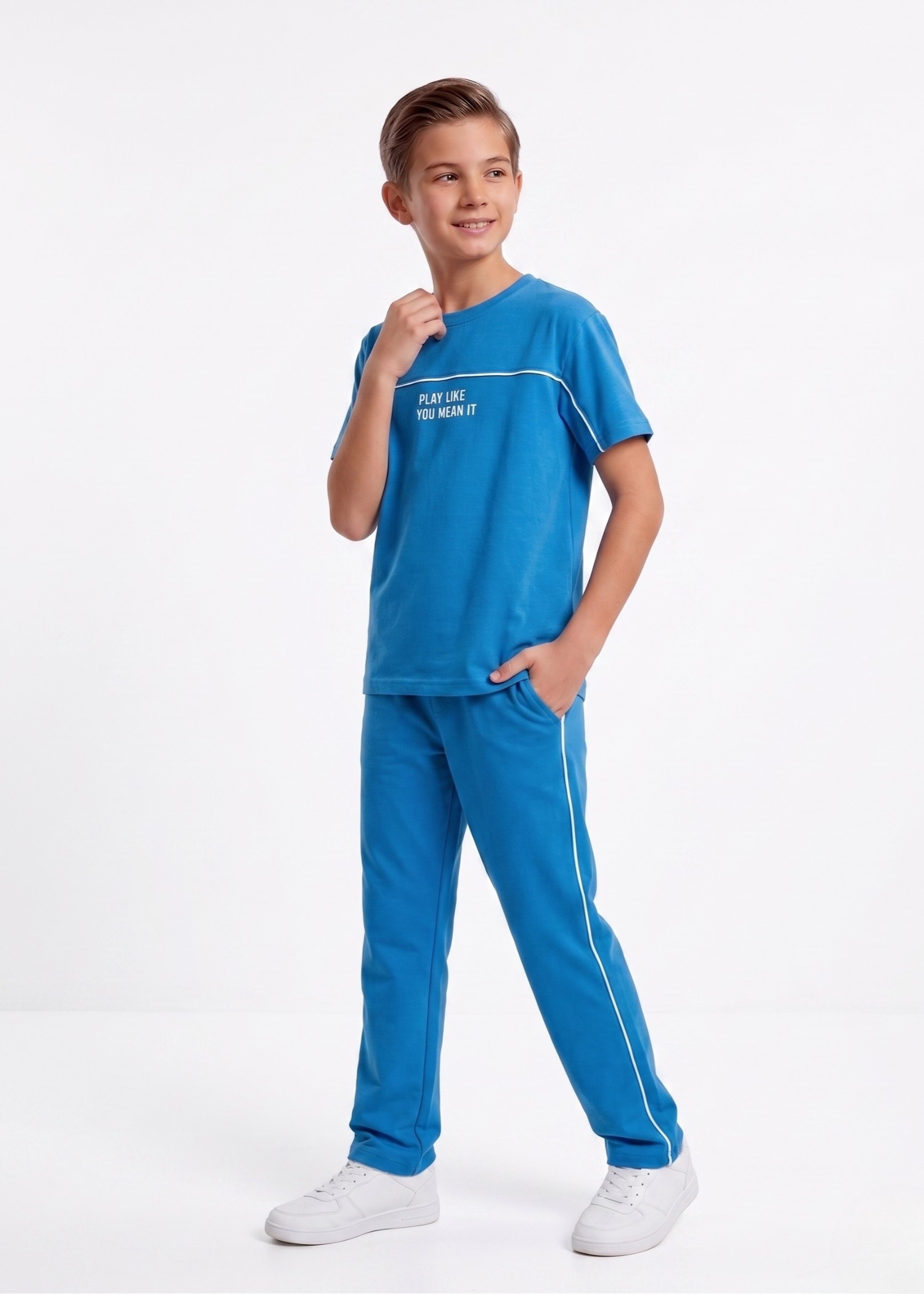 interlock knit Tracksuit in Ocean blue