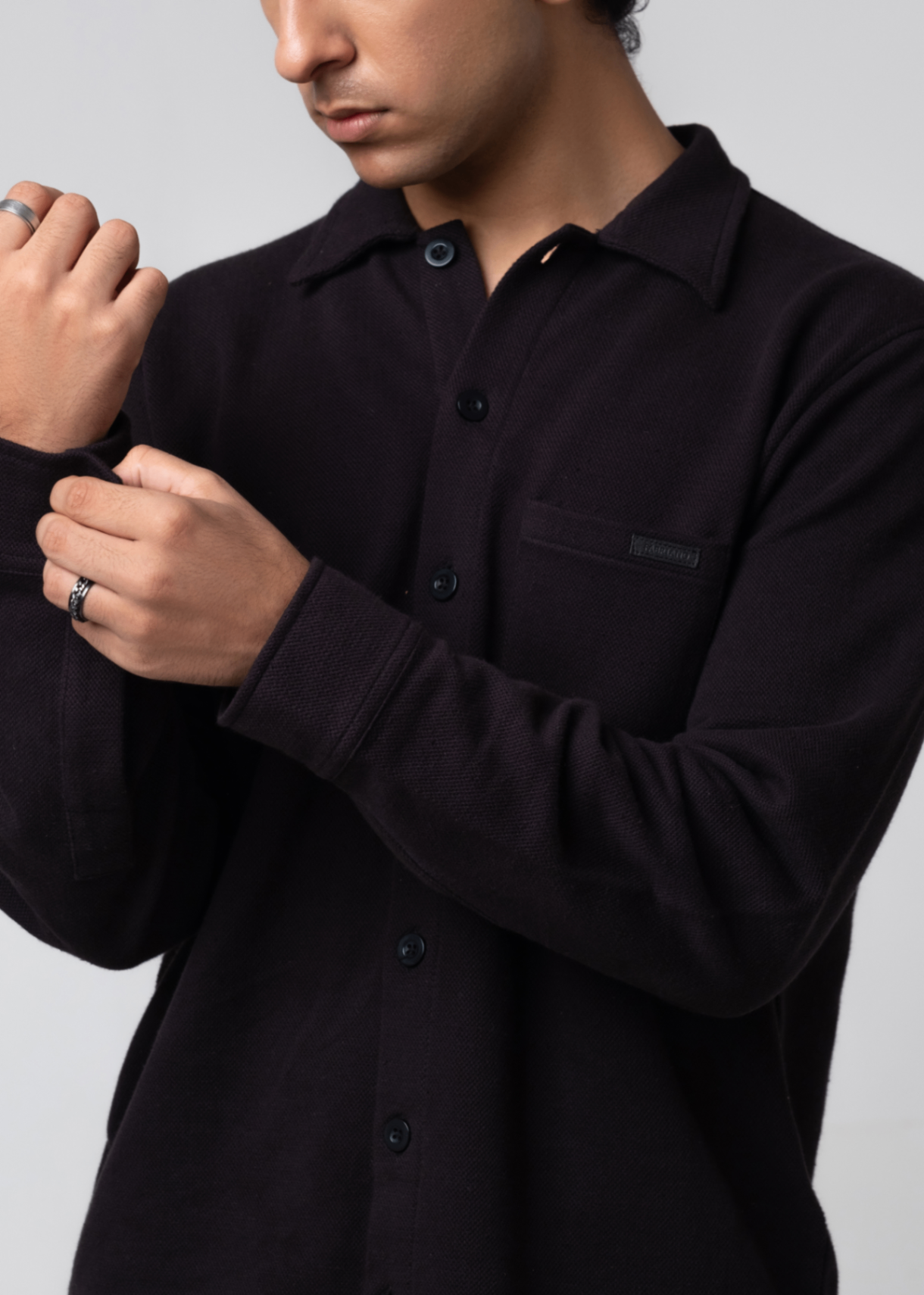 jersey knit Casual Shirt in Black
