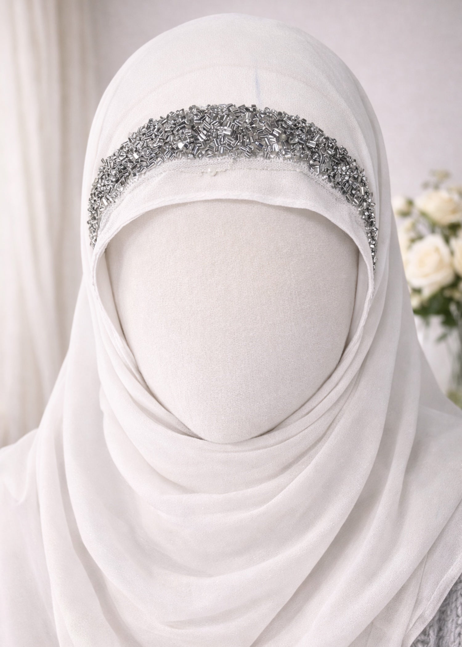 georgette chiffon Hijab in White