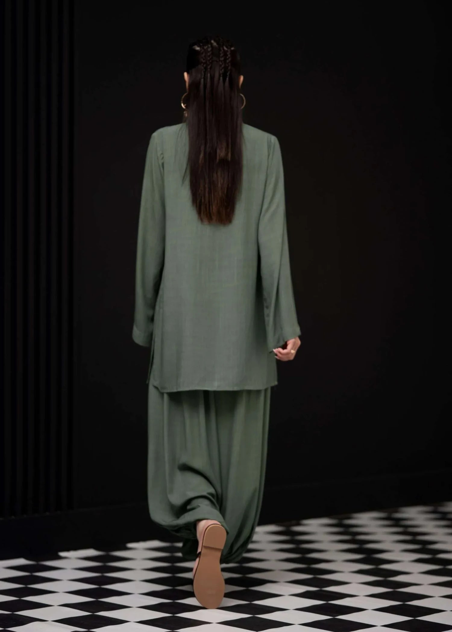 irish linen Co ord Sets in Olive green