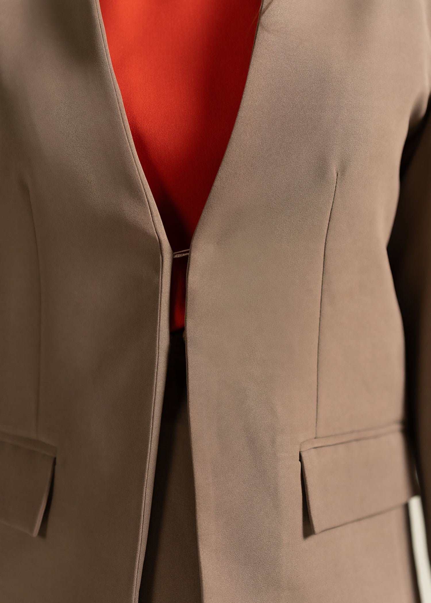 stretch voile Blazer in Tan brown
