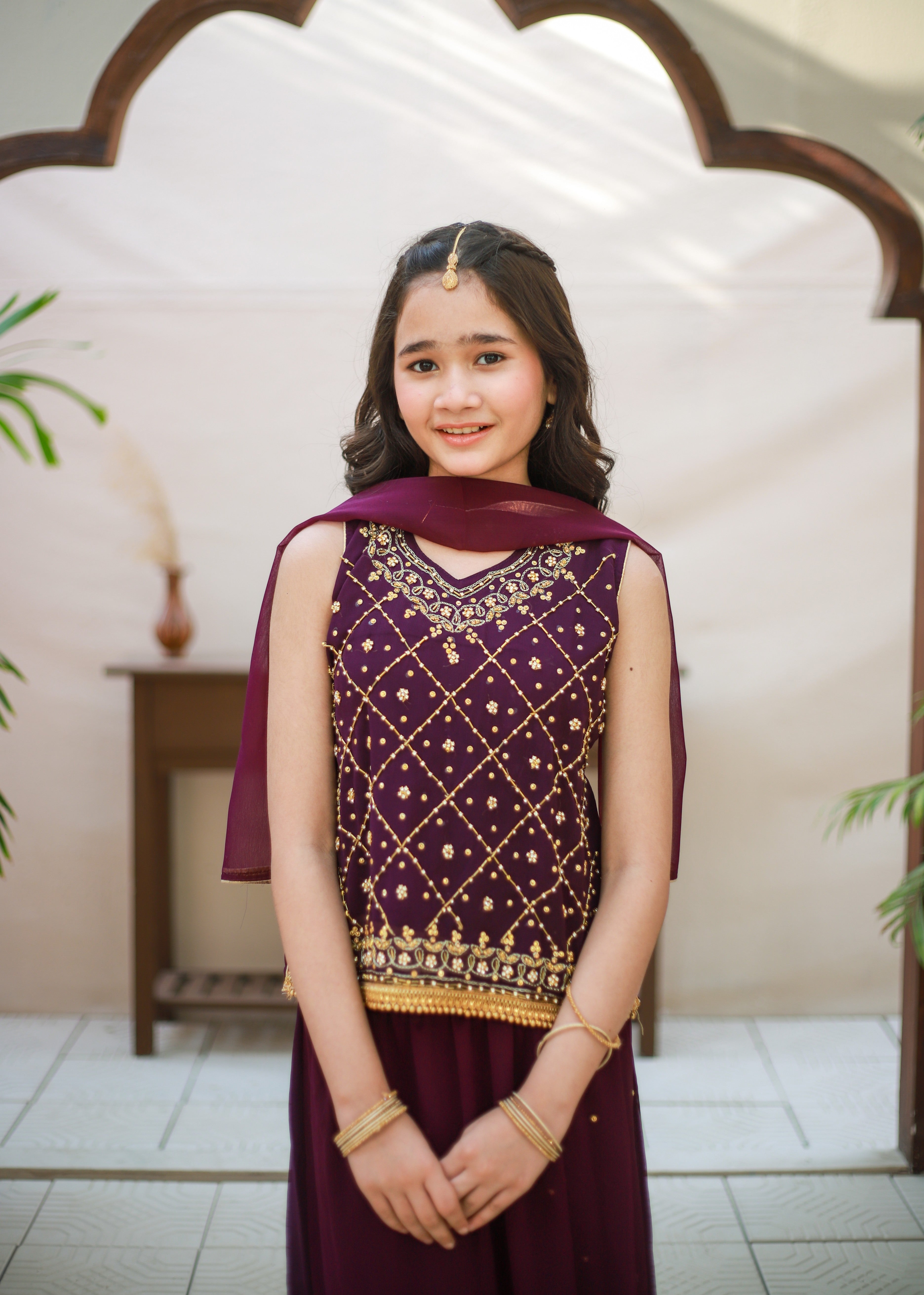 chiffon Lehenga in Purple