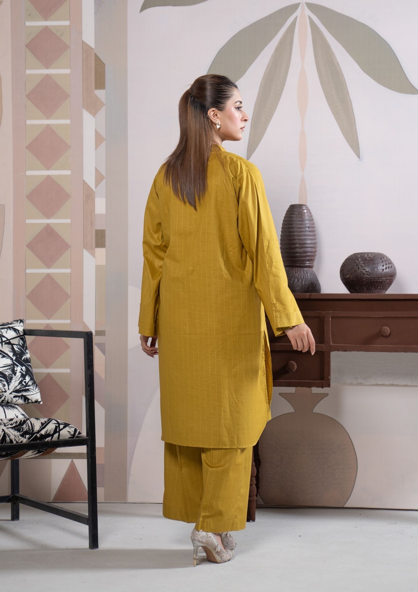 lawn cotton Co Ord Sets in Mustard