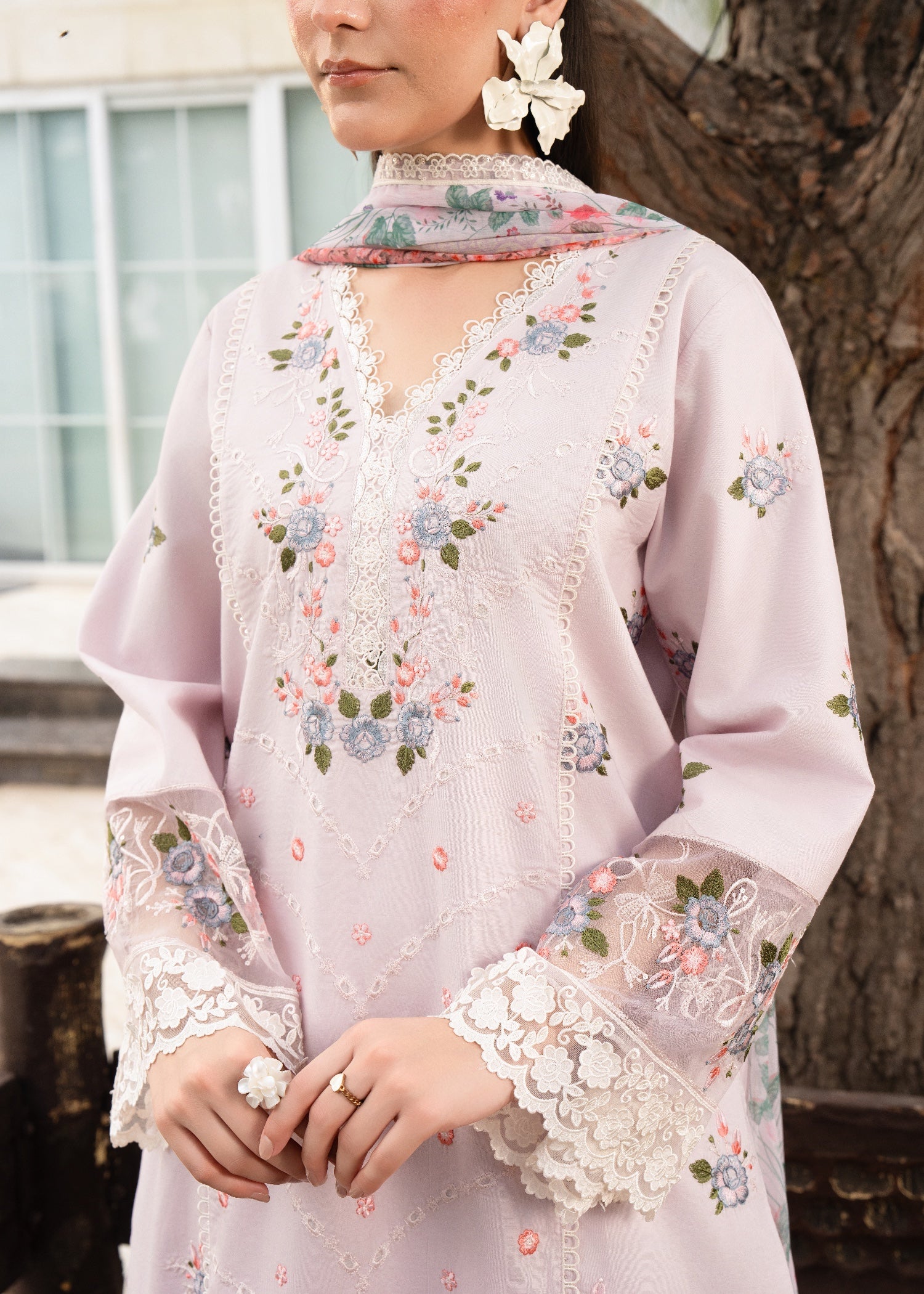 lawn Kurta Set in Pastel pink
