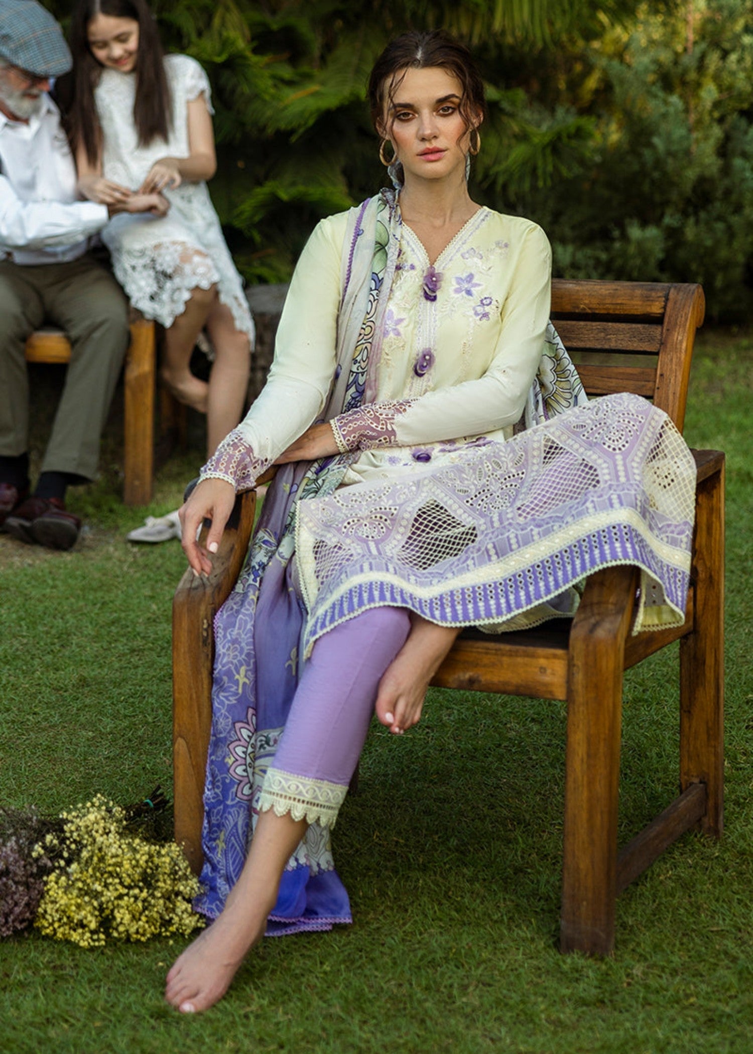 lawn Unstitched in Floral white