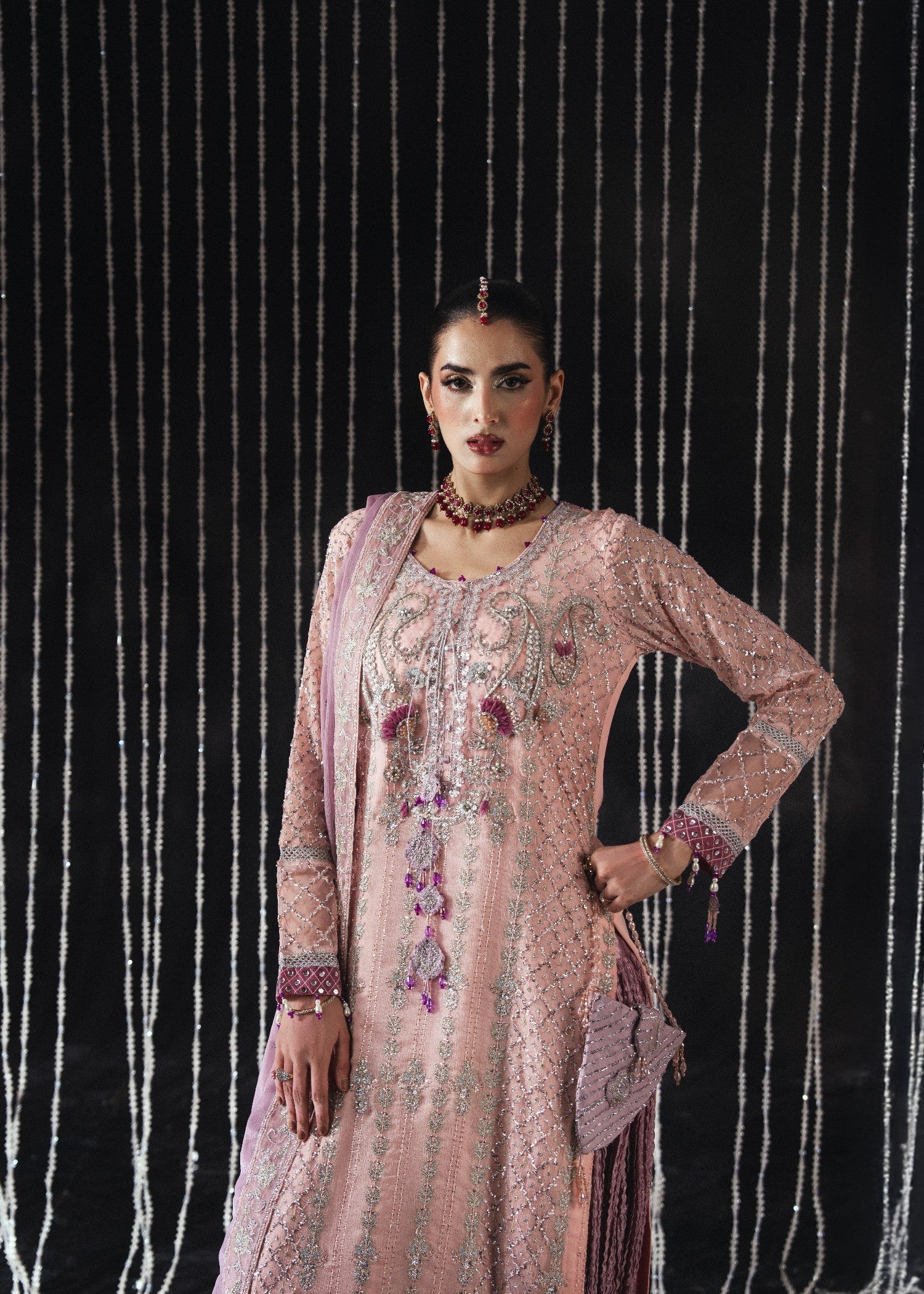 chiffon Sharara in Tea rose pink