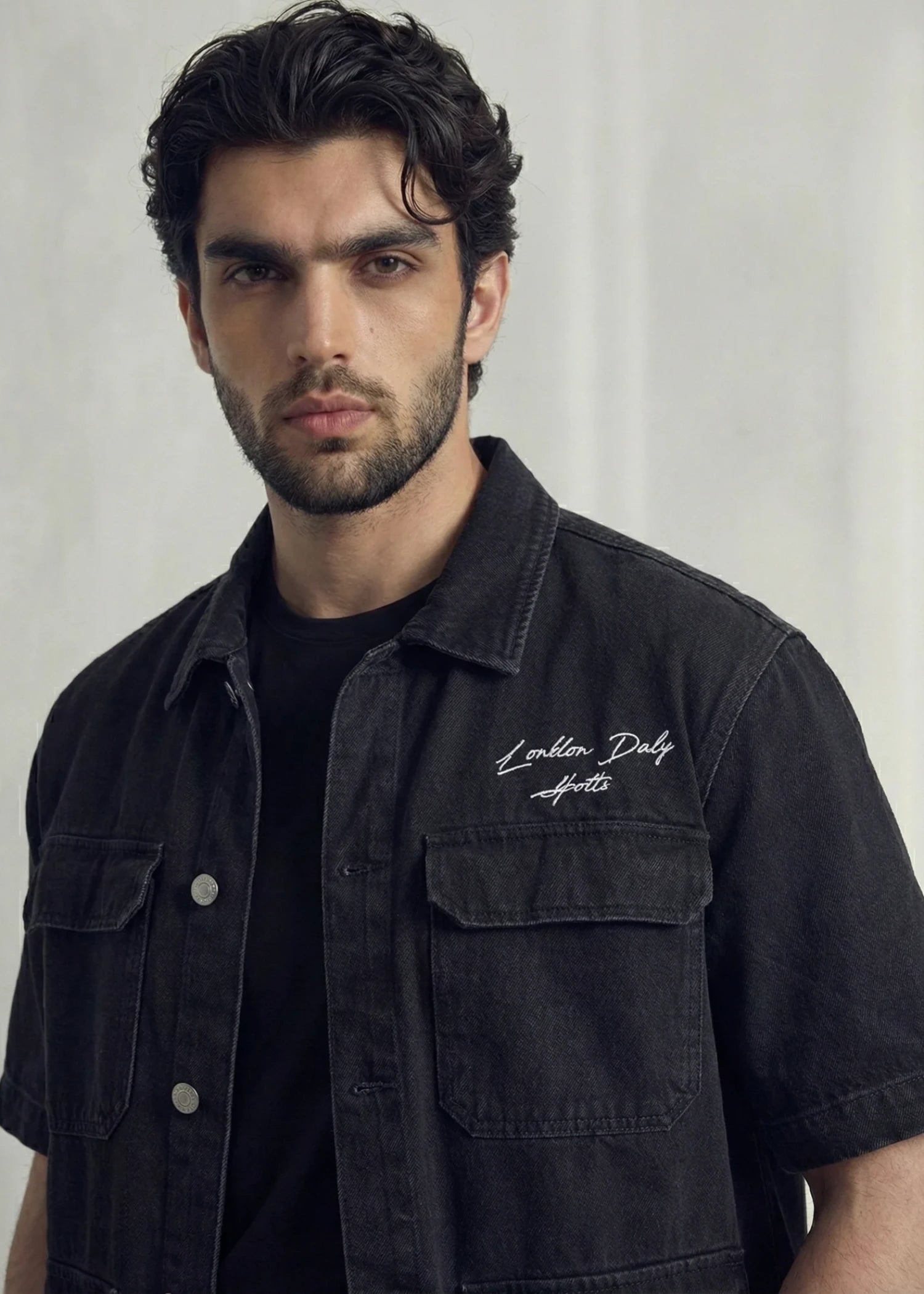 denim Casual Shirt in Black