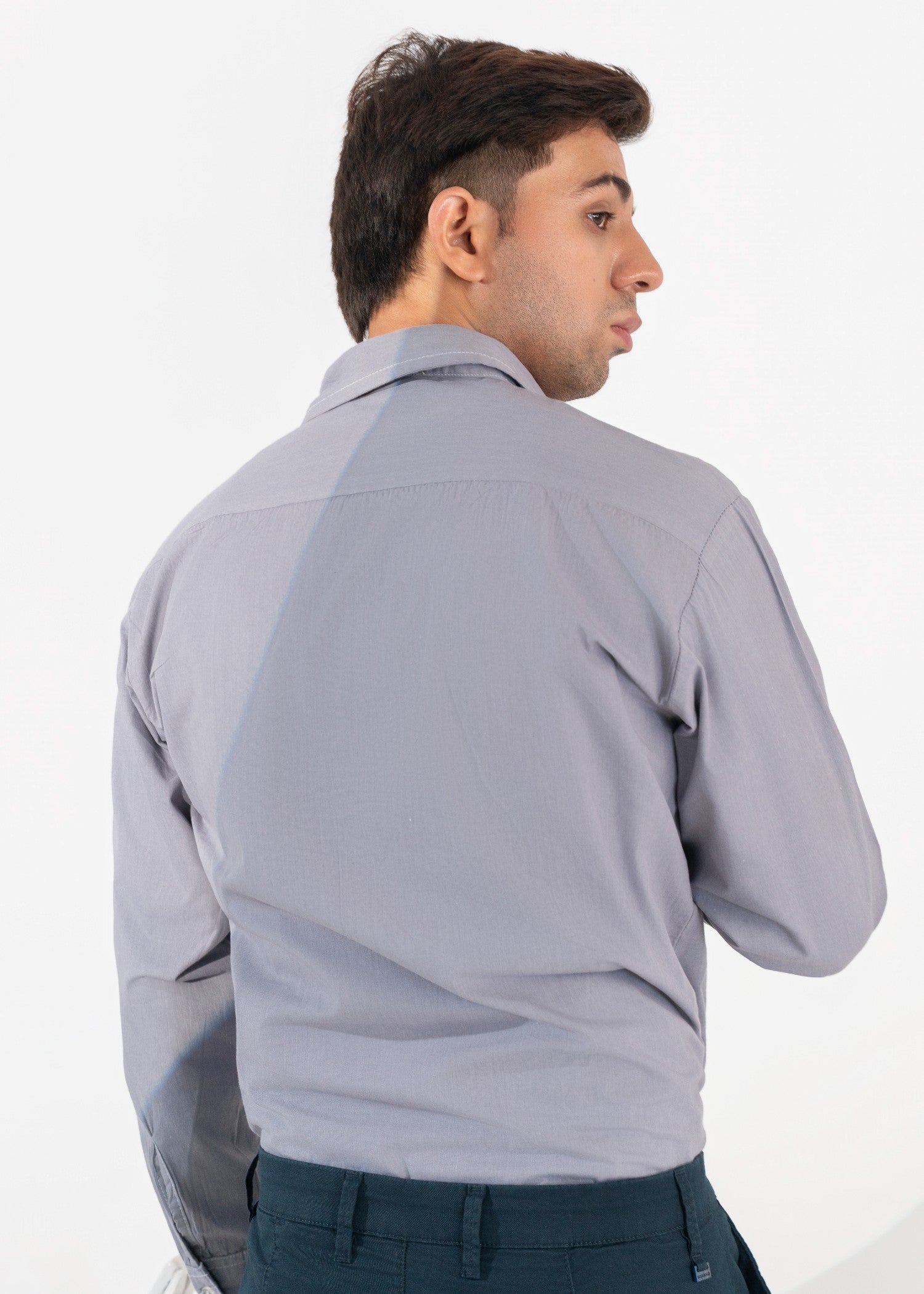 cotton Casual Shirt in Steal grey