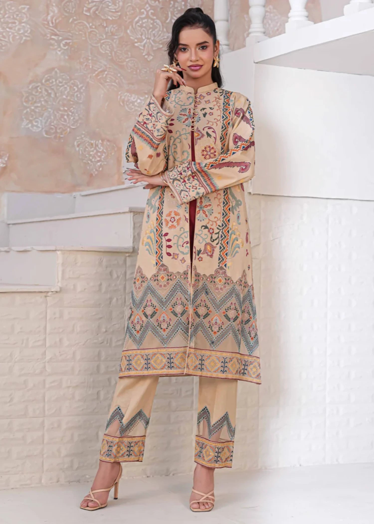 lawn Gown in Beige