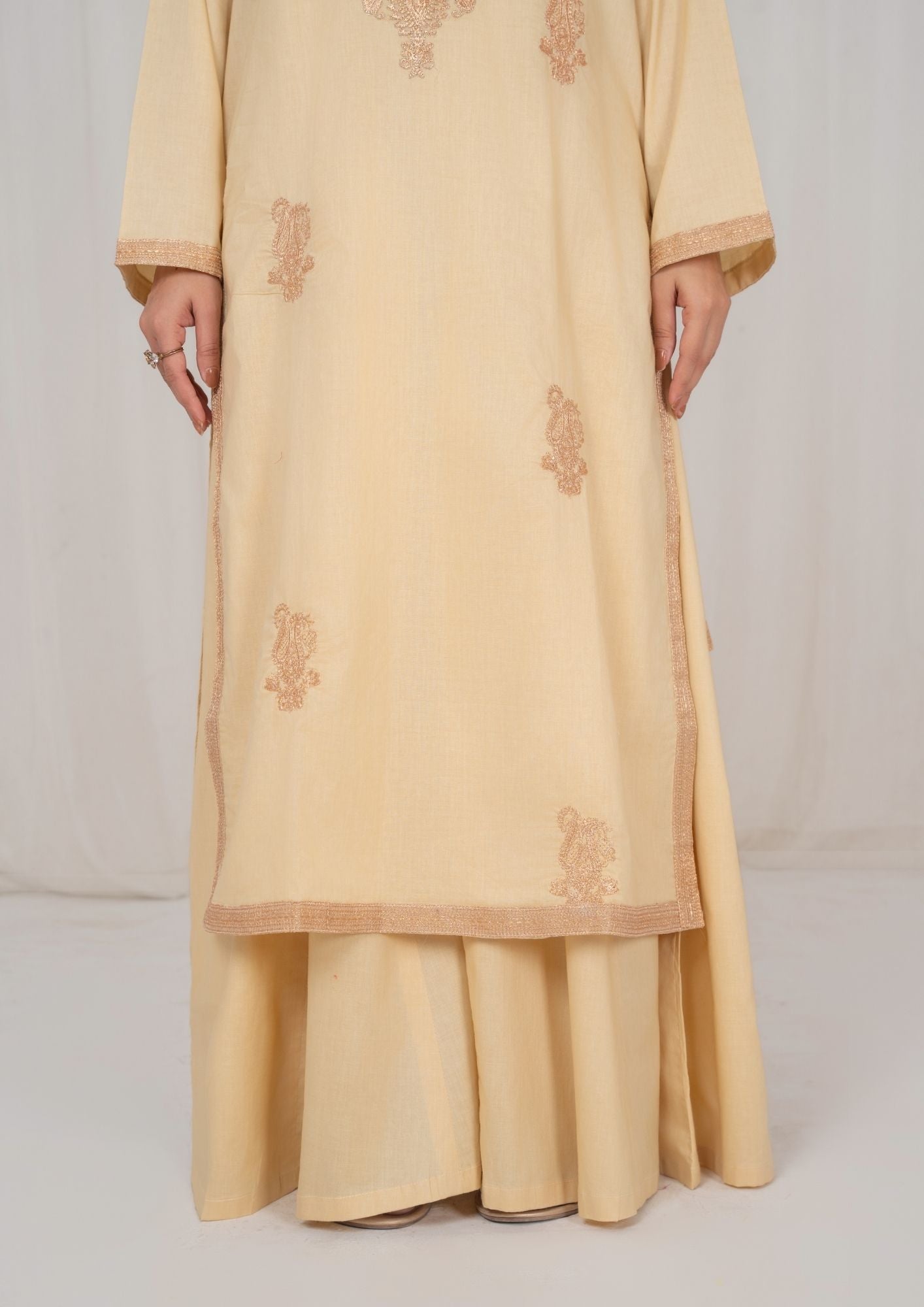 lawn Sharara in Khaki brown