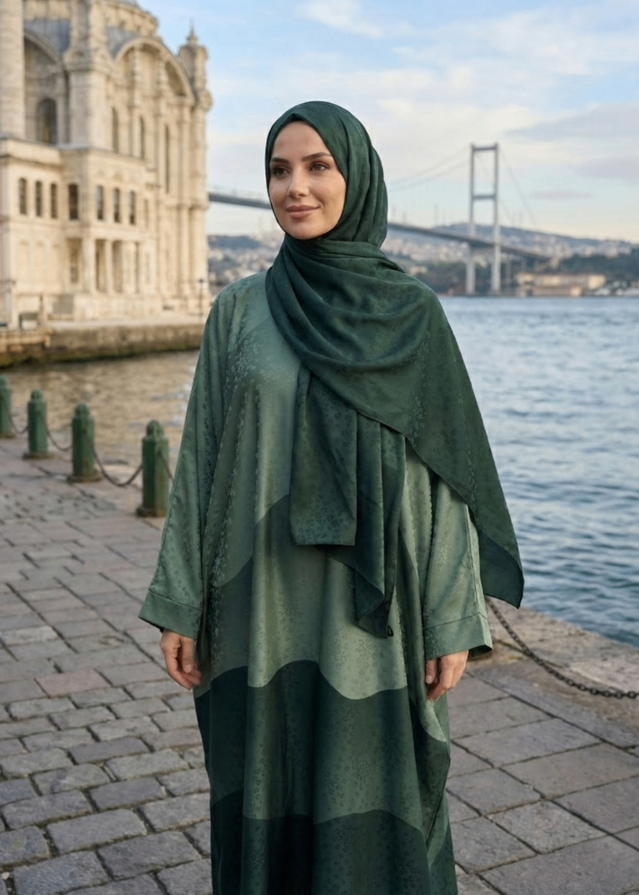 jacquard georgette Abaya in Green