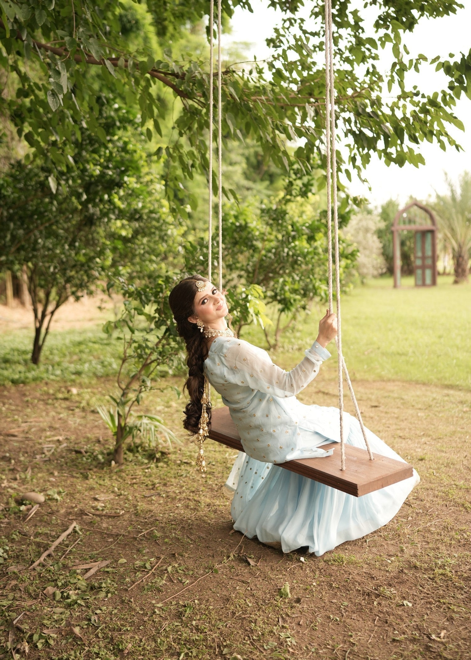 chiffon Gharara in Powder blue