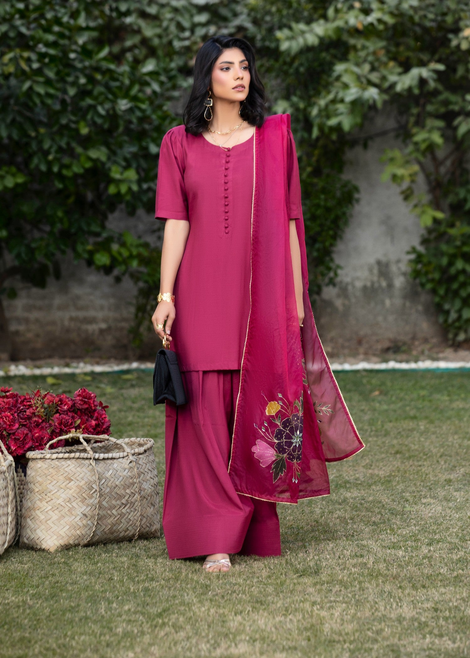 medium silk Kurta Set in Maroon
