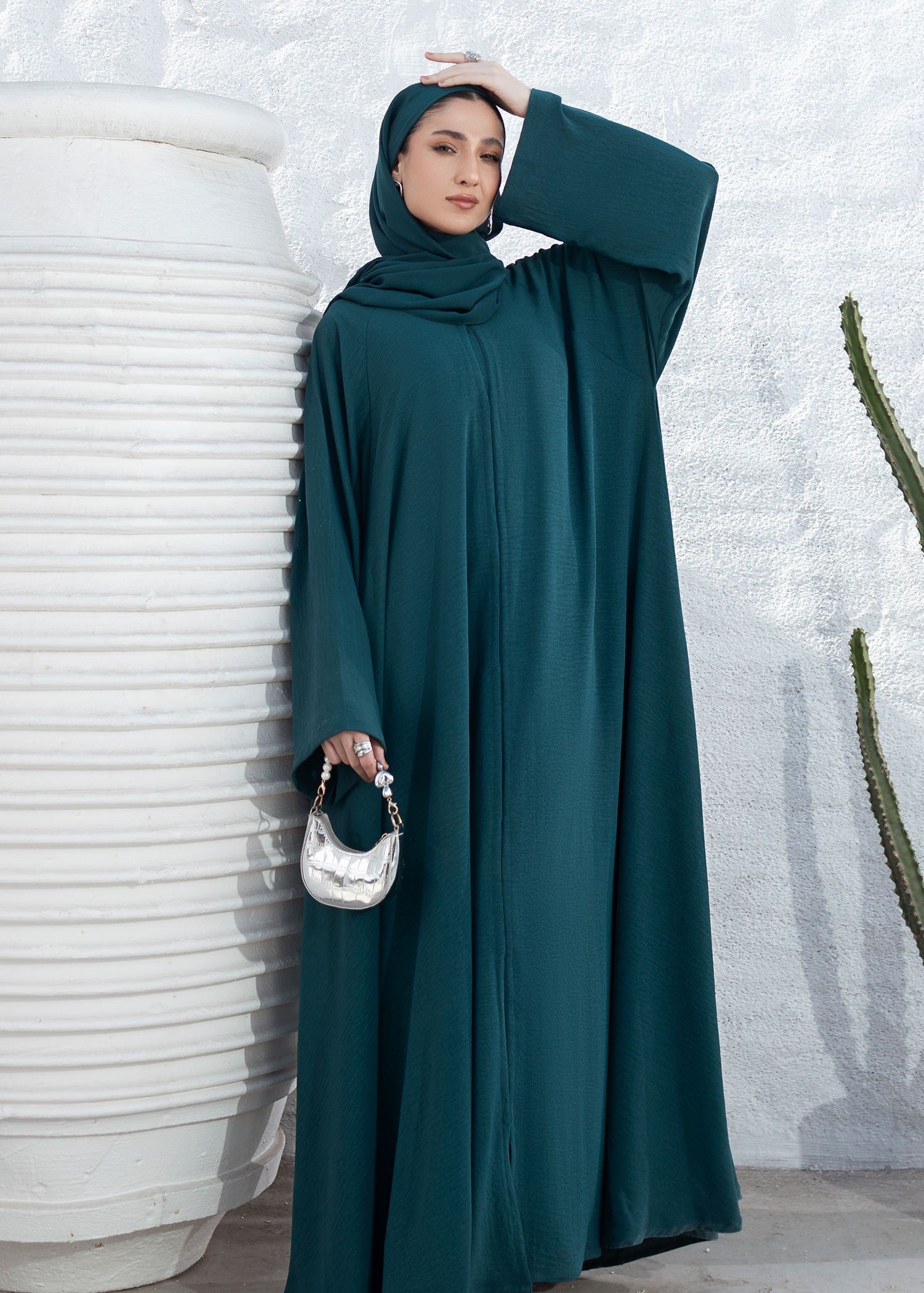 chiffon Abaya in Teal