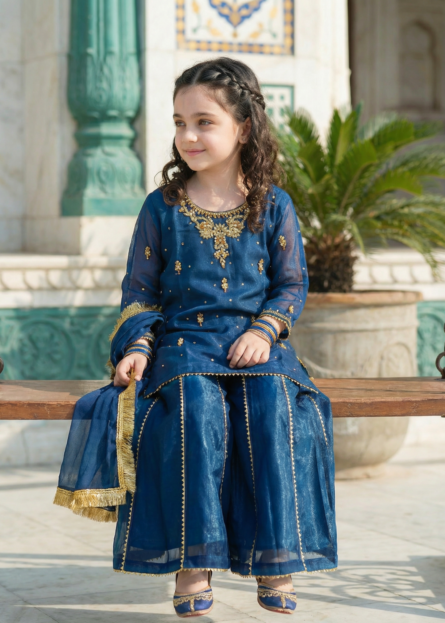chiffon Sharara in Royal blue