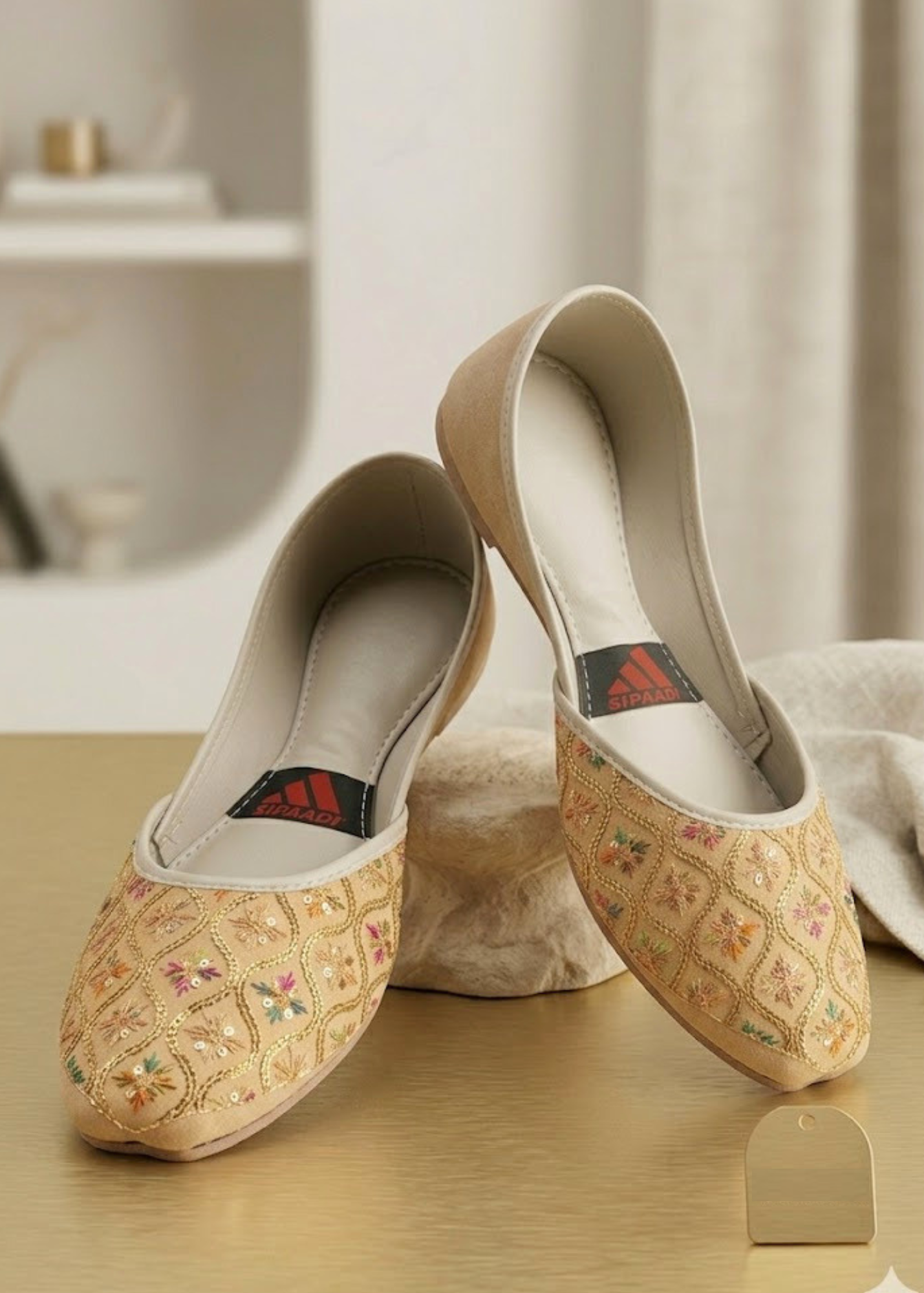 Khussa in Gold by - High Quality Women Khussa SWI3362