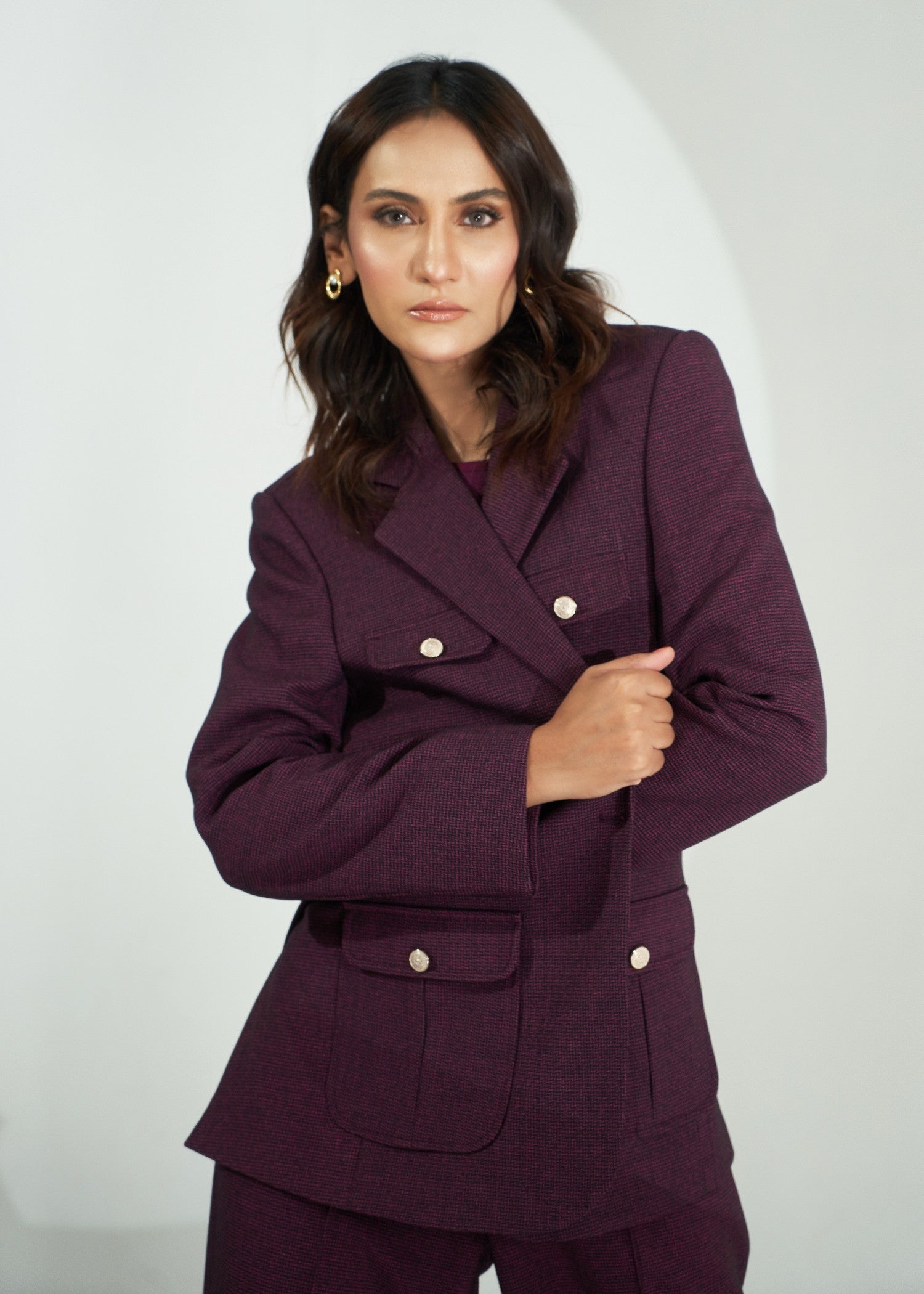 tweed wool Suits in Purple
