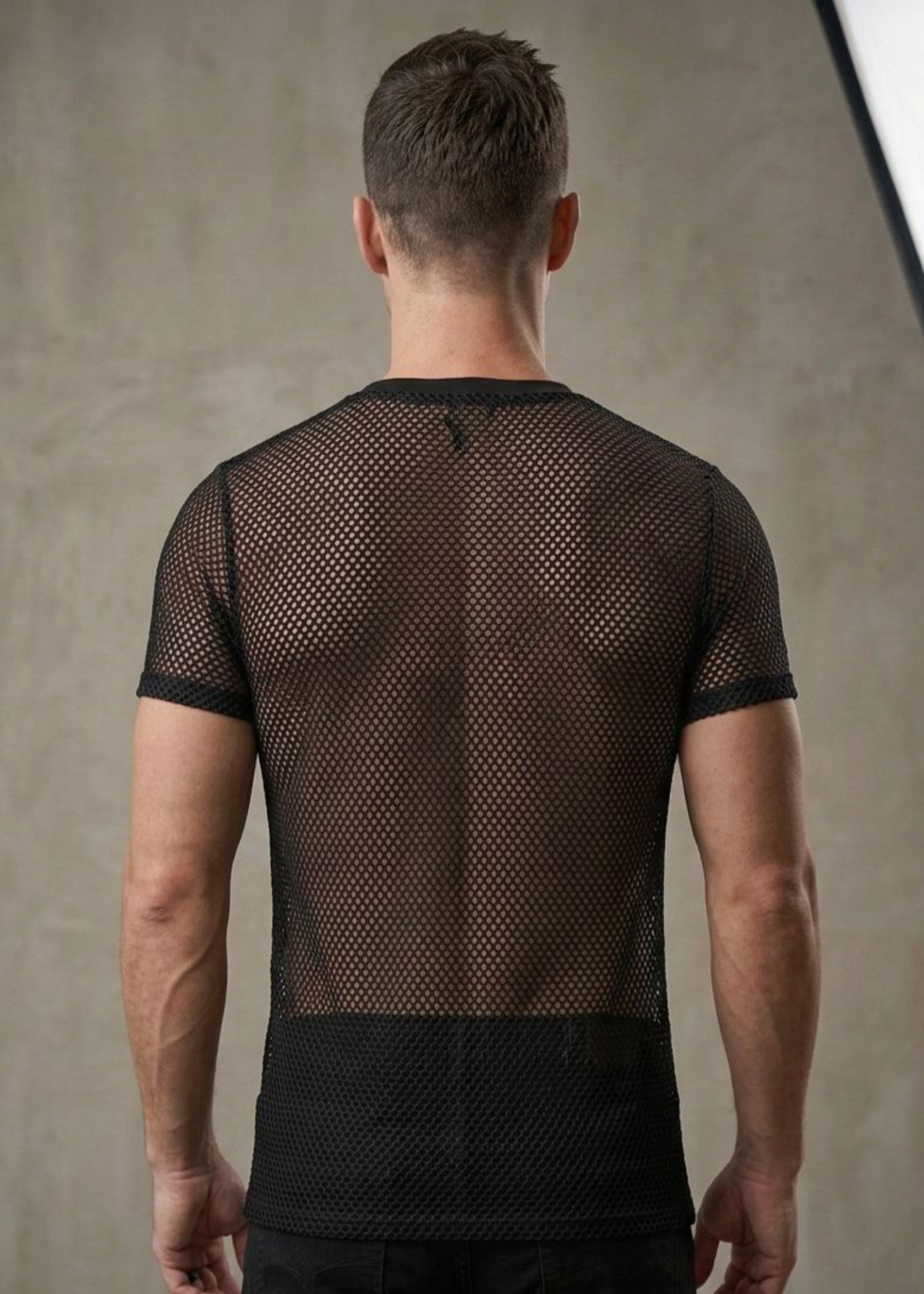 pearl mesh net T Shirt in Black