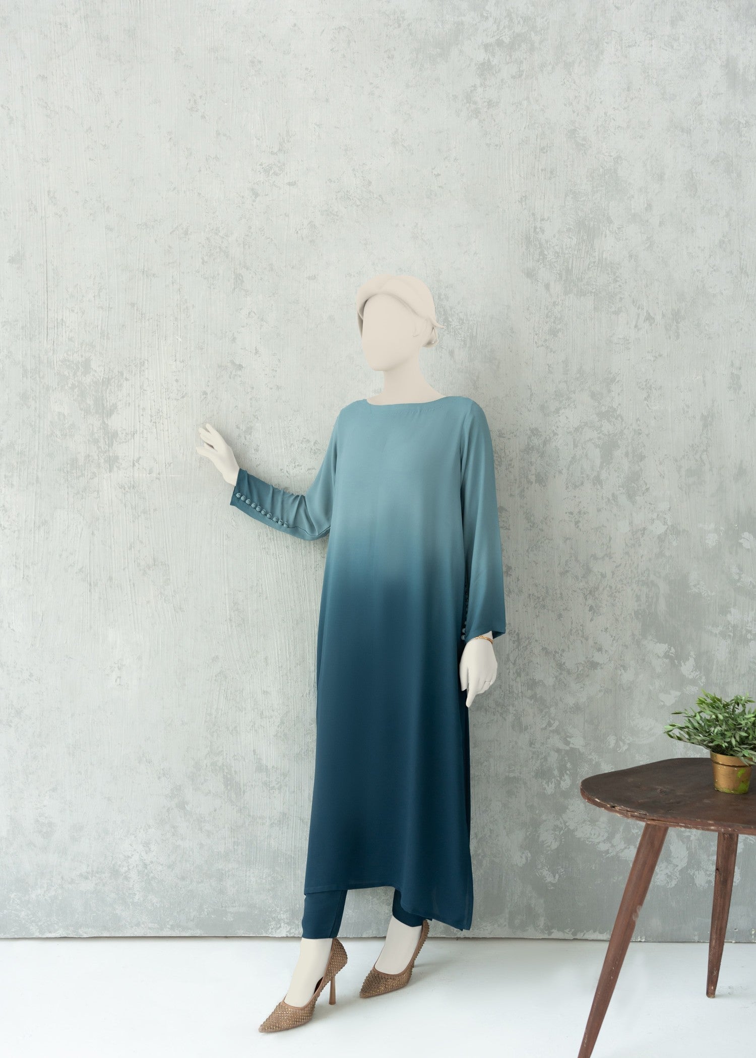 georgette Kurta Set in Teal