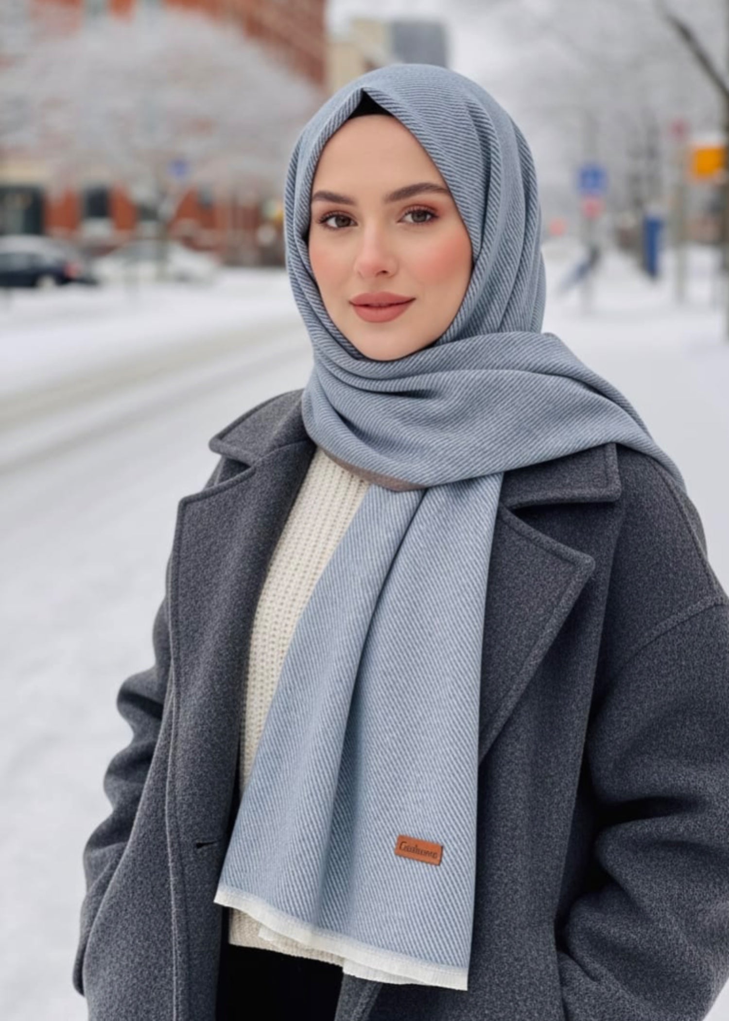 wool Hijab in Cornflower blue