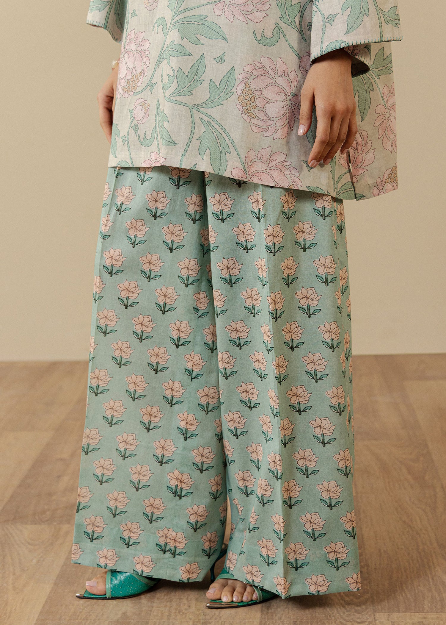 lawn Unstitched in Blush pink, mint green