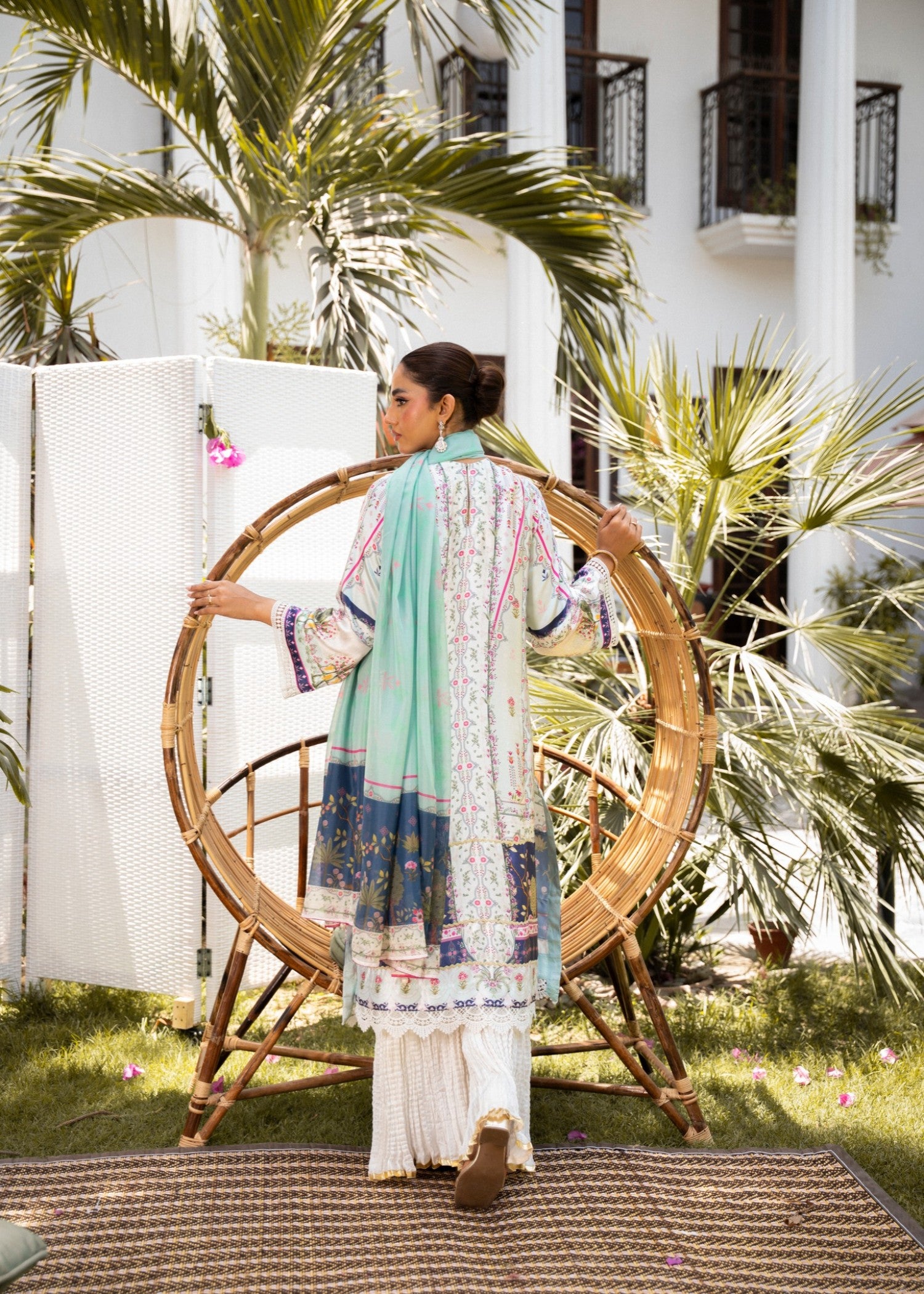 silk Sharara in Off-white