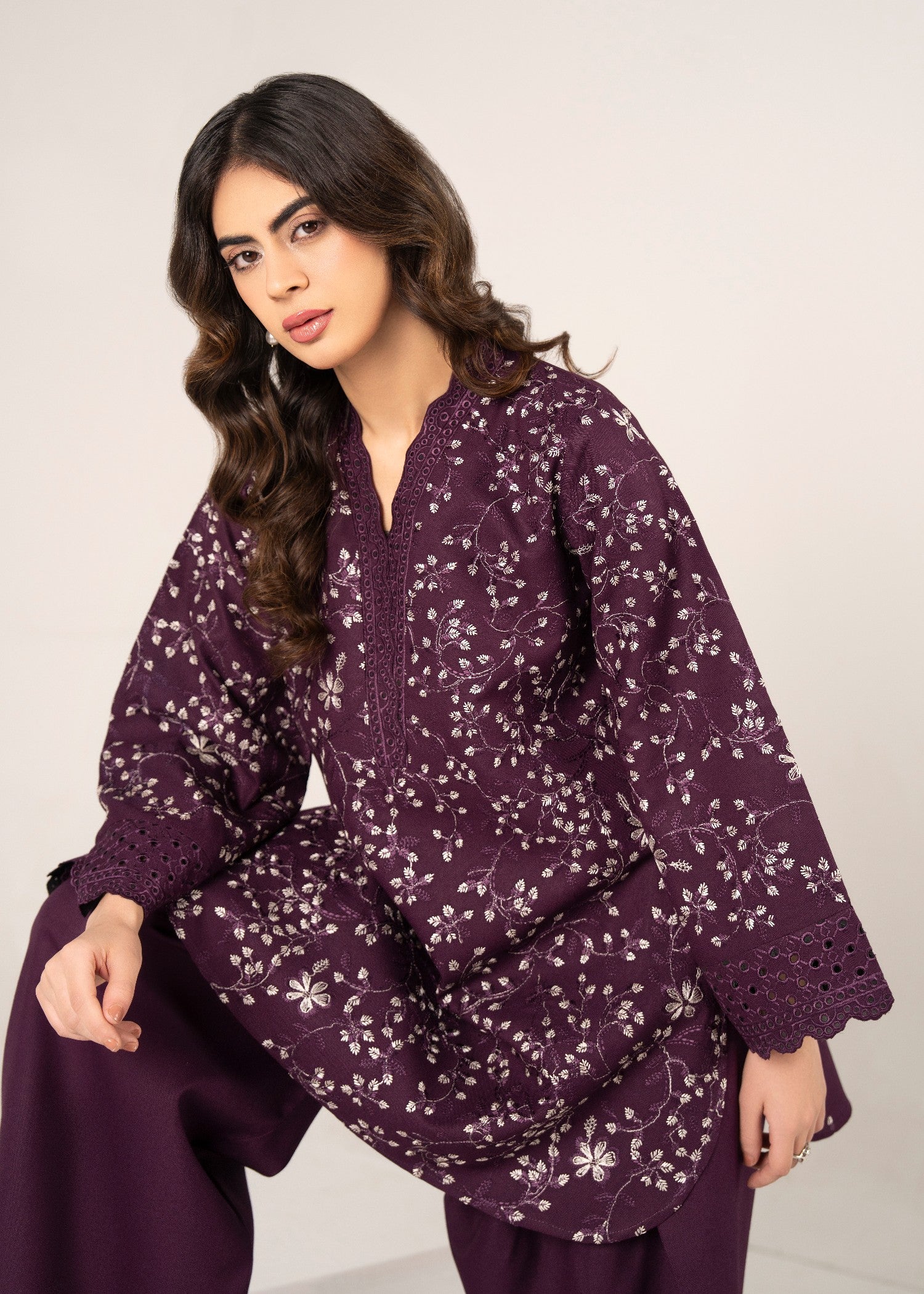 dhanak linen Kurta Set in Wine