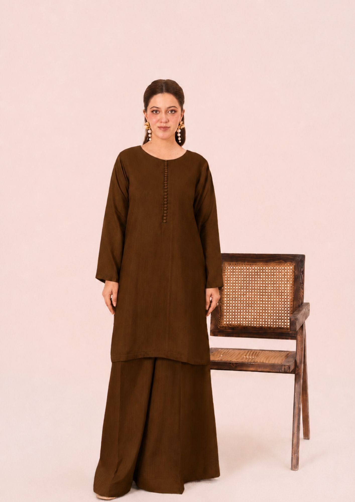 viscose Kurta Set in Chocolate brown
