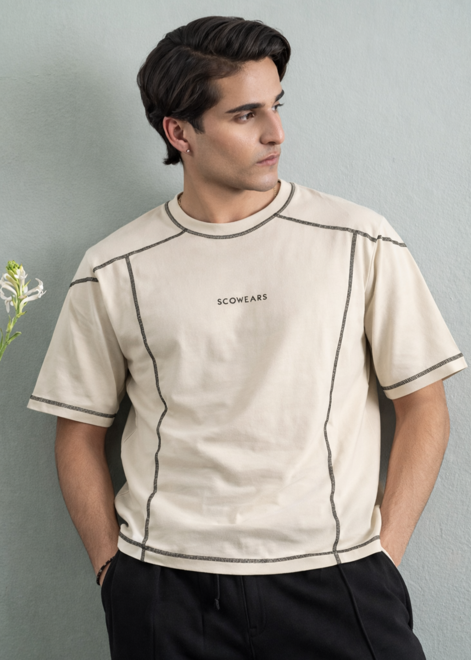 cotton T Shirt in Beige